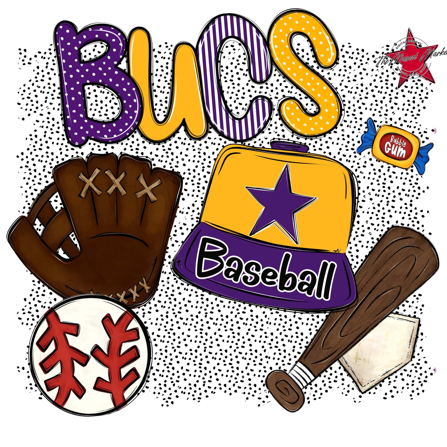 Bucs Baseball Spirit-Purple & Yellow