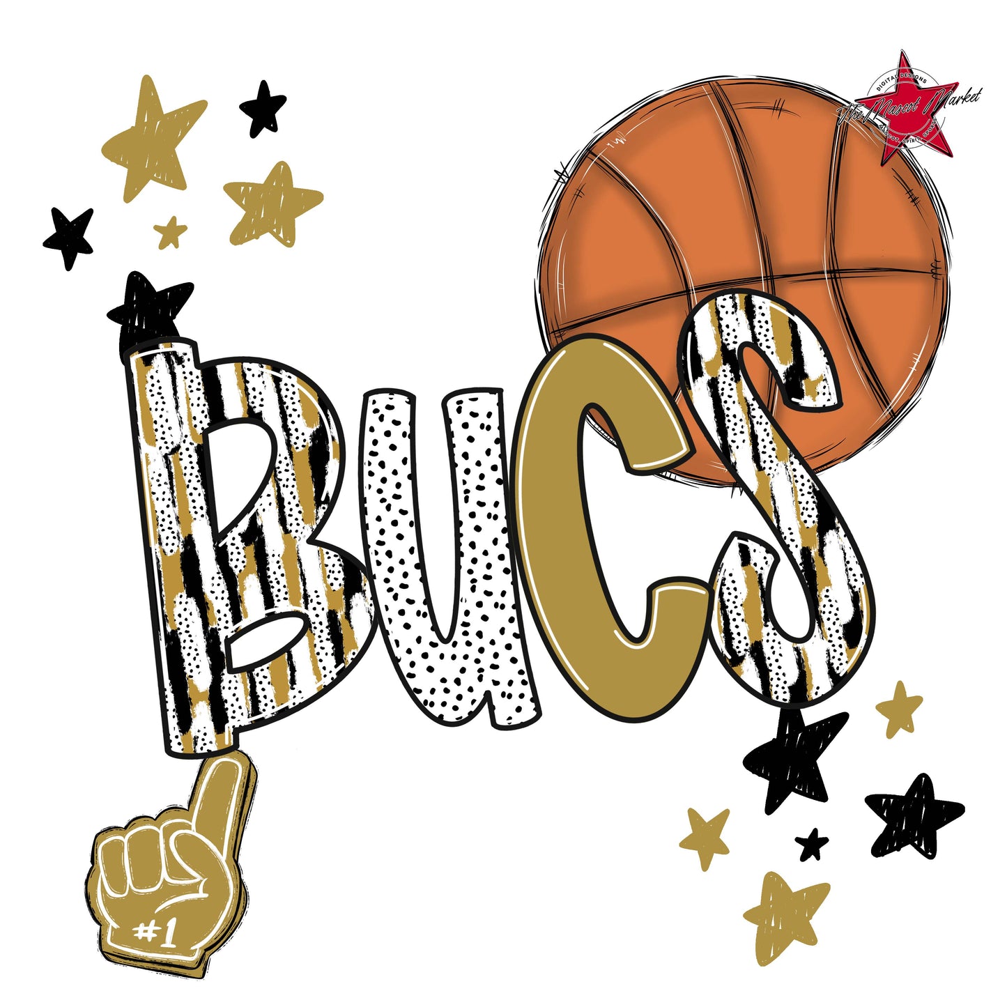 Bucs Basketball Scrape-Gold