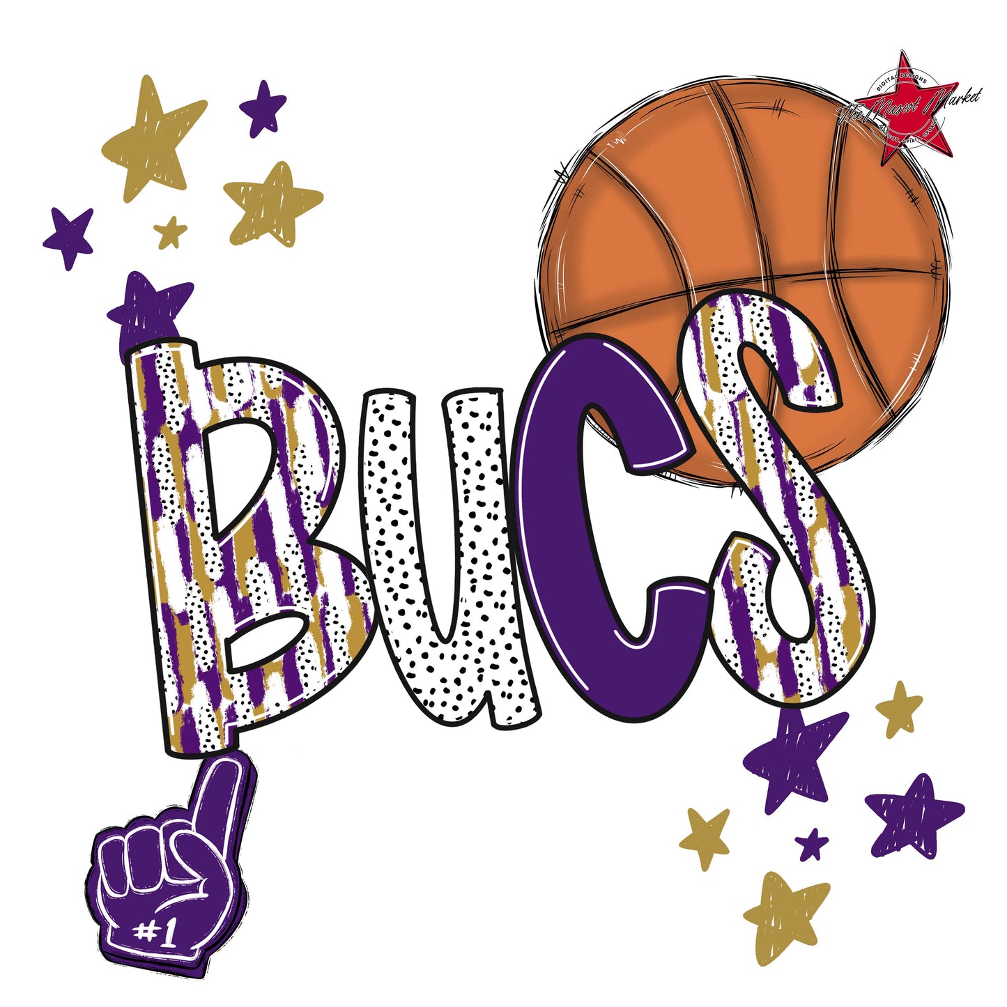 Bucs Basketball Scrape-Purple & Gold
