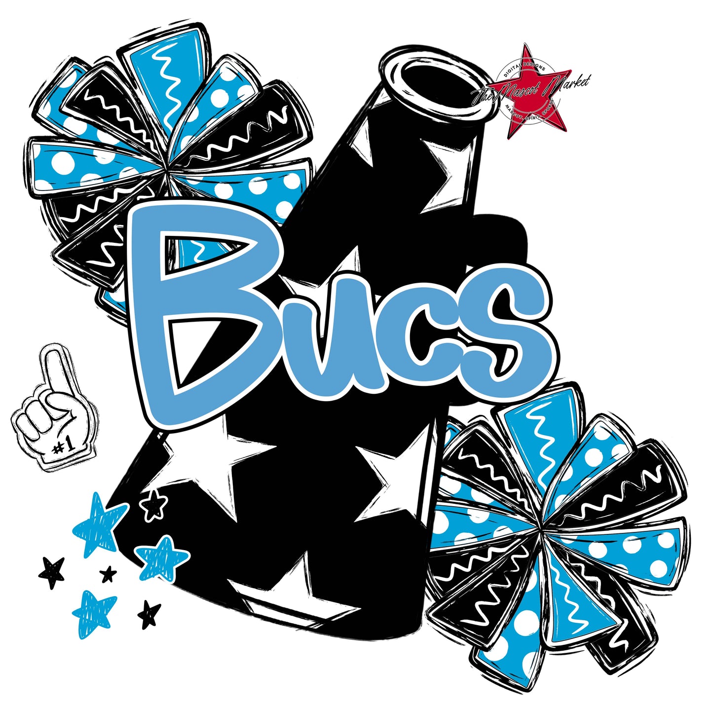 Bucs Cheer Megaphone Design-Carolina Blue