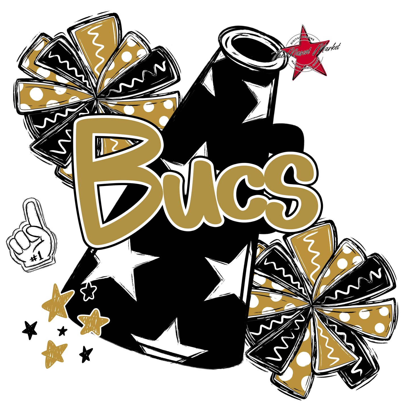 Bucs Cheer Megaphone Design-Gold