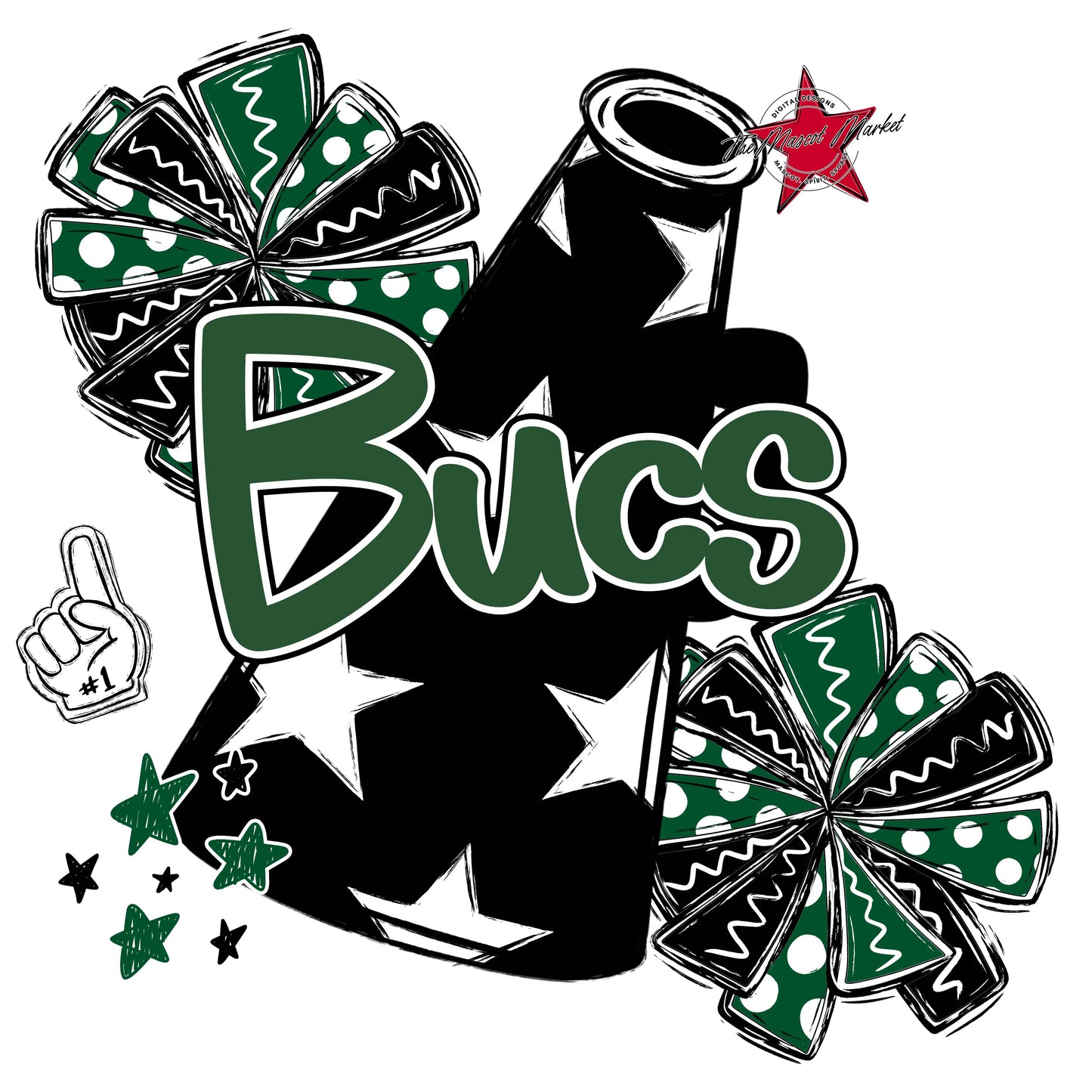 Bucs Cheer Megaphone Design-Green