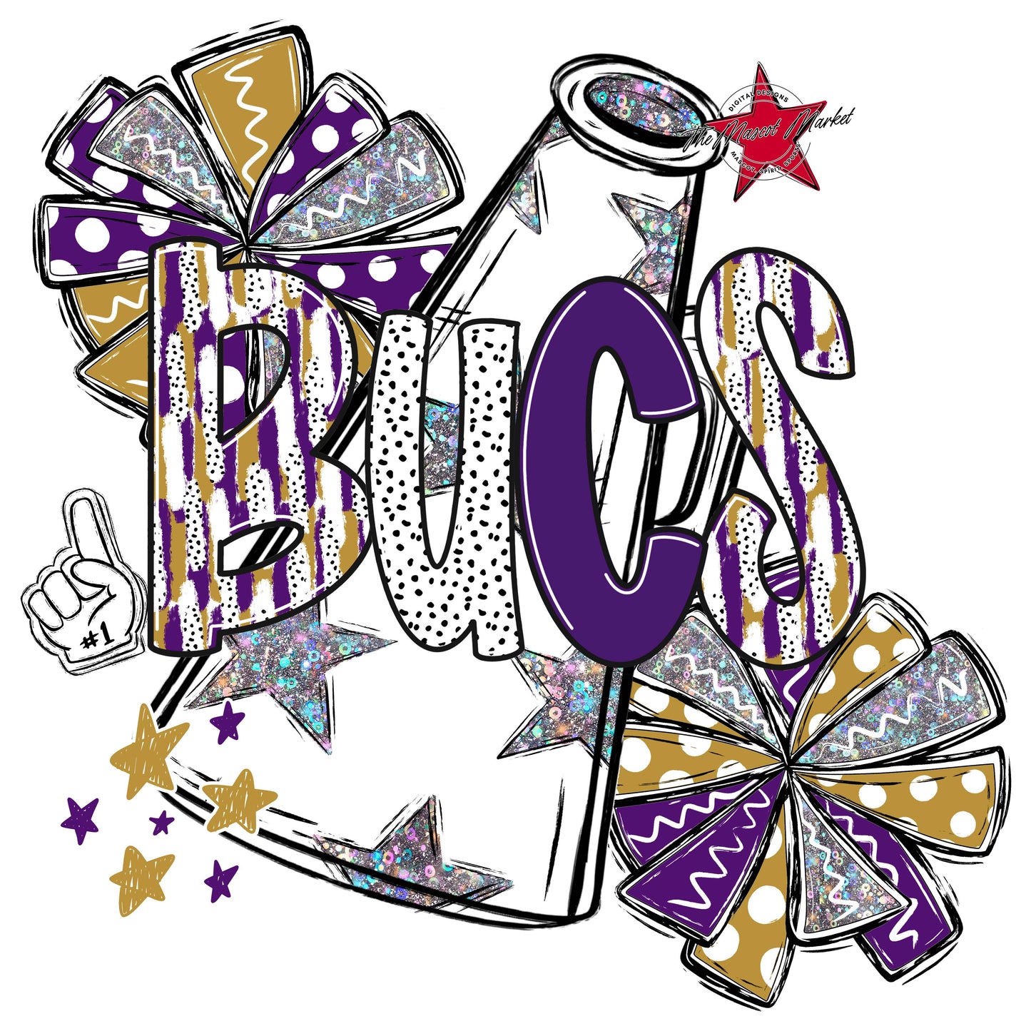 Bucs Cheer Megaphone Scrape-Purple & Gold