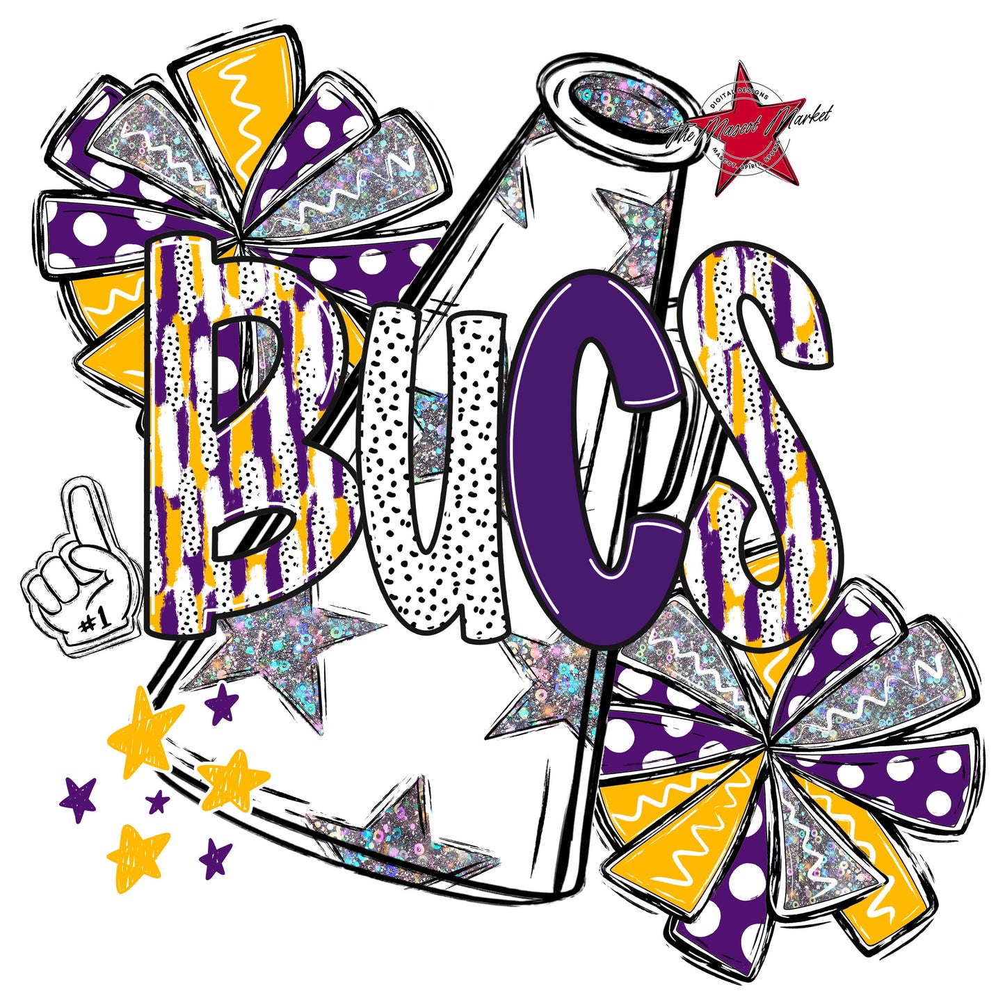 Bucs Cheer Megaphone Scrape-Purple & Yellow