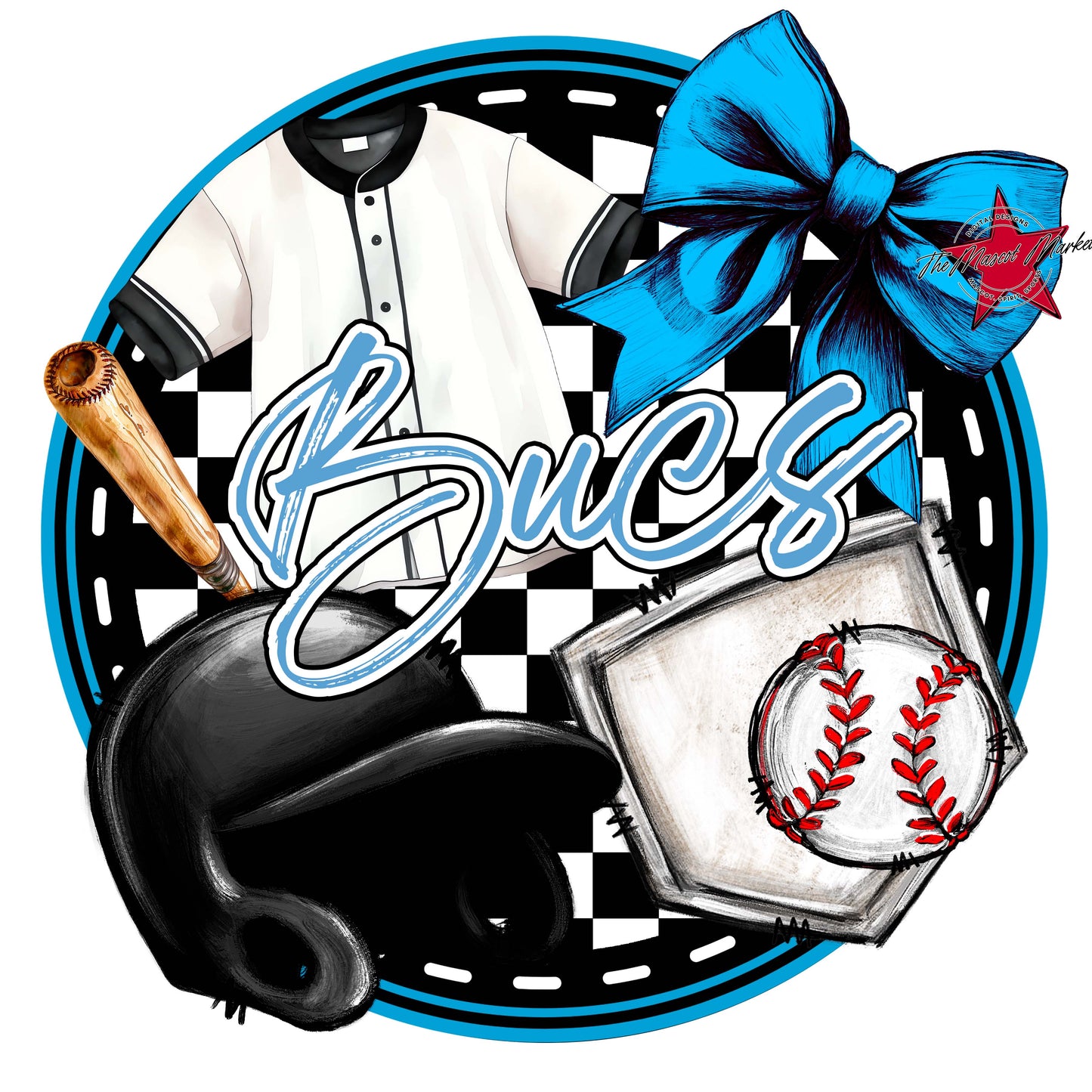 Bucs Circle Baseball Frame-Carolina Blue