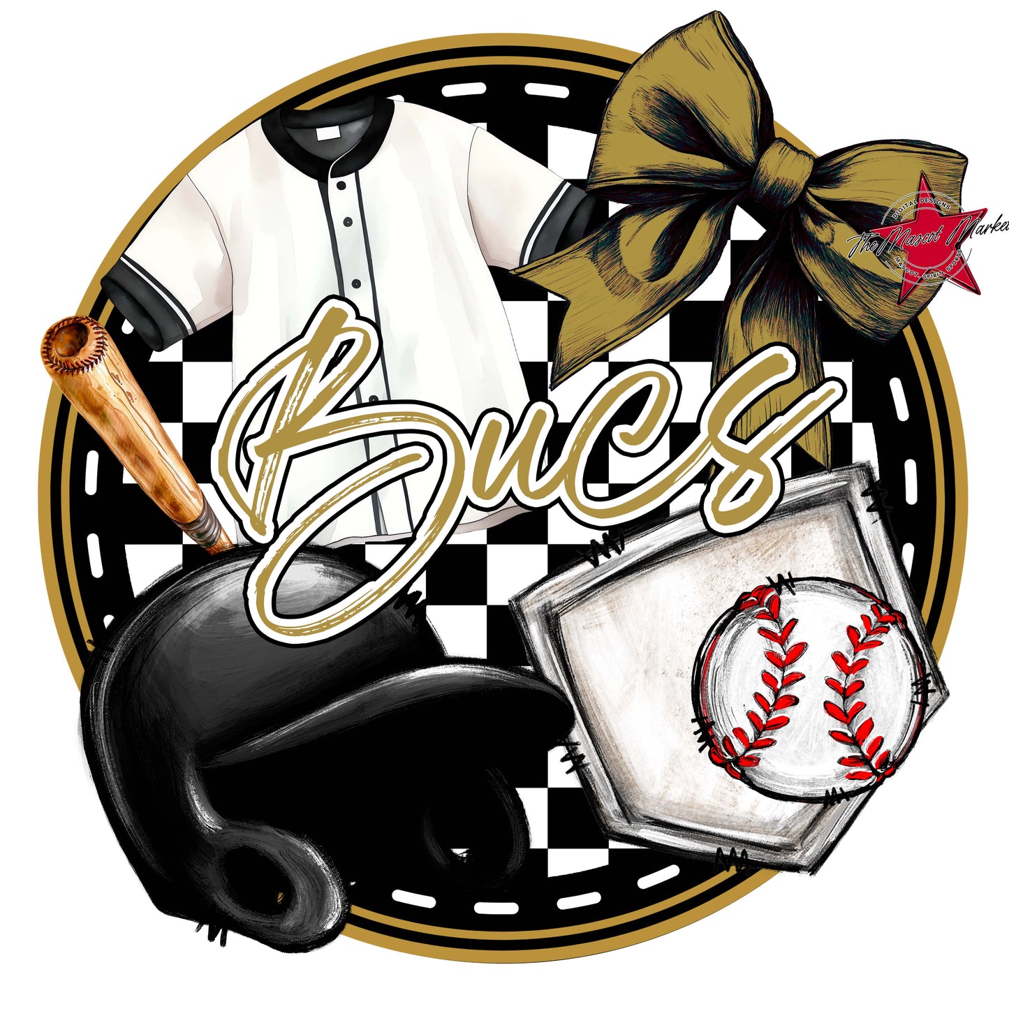 Bucs Circle Baseball Frame-Gold