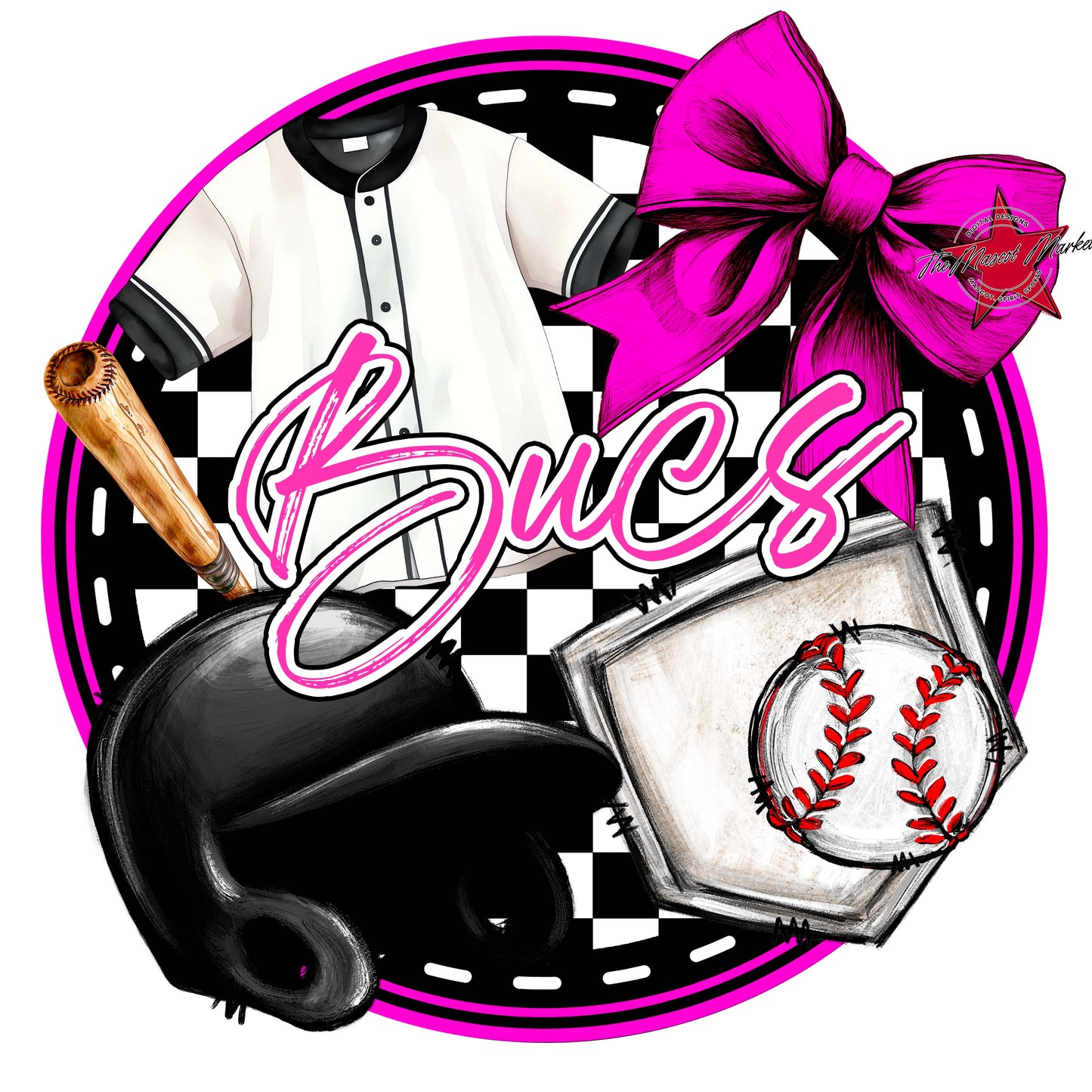 Bucs Circle Baseball Frame-Pink
