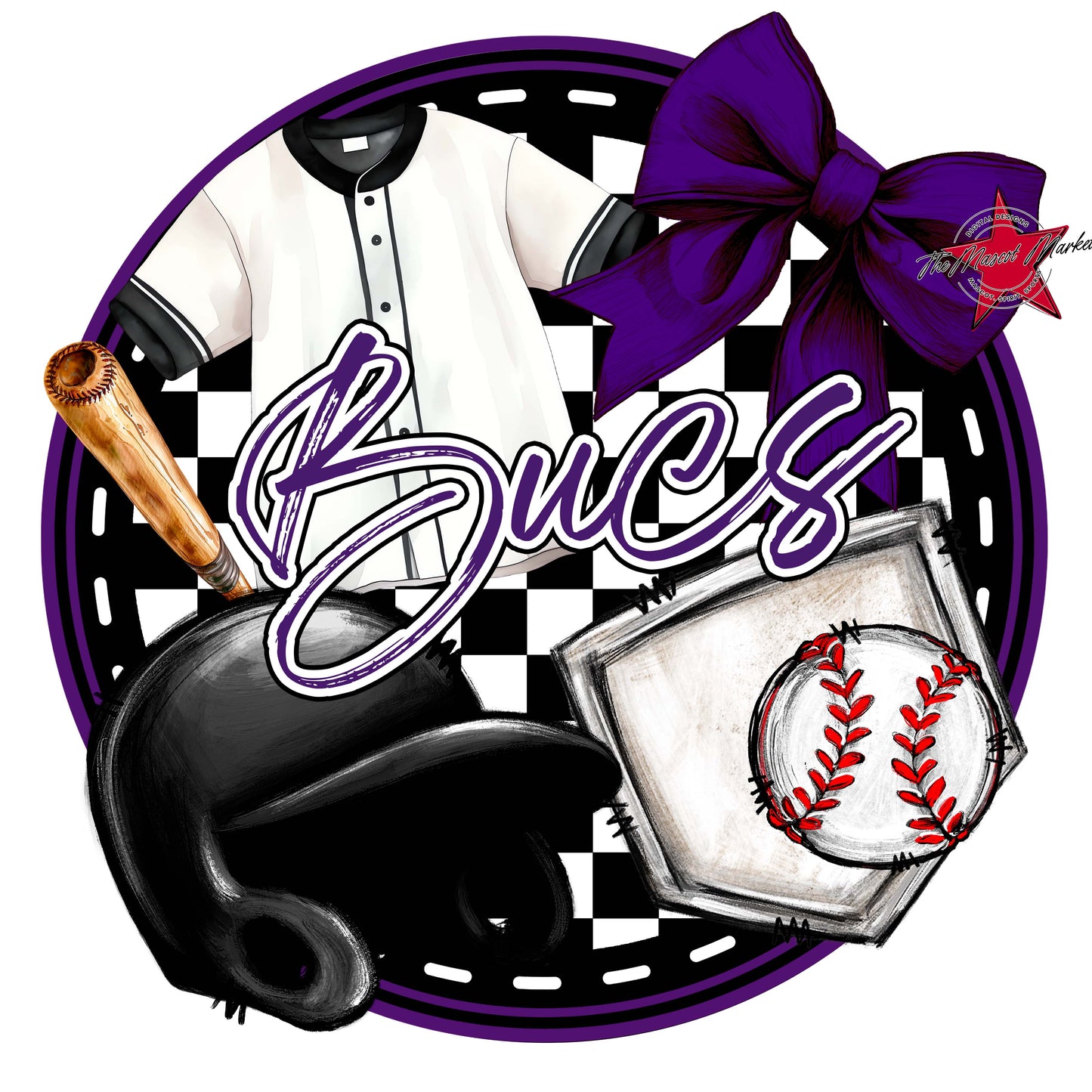 Bucs Circle Baseball Frame-Purple