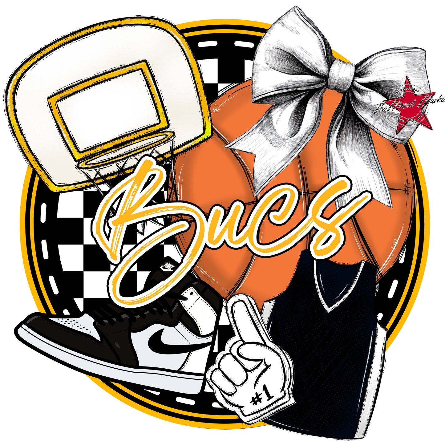 Bucs Circle Basketball Frame-Yellow