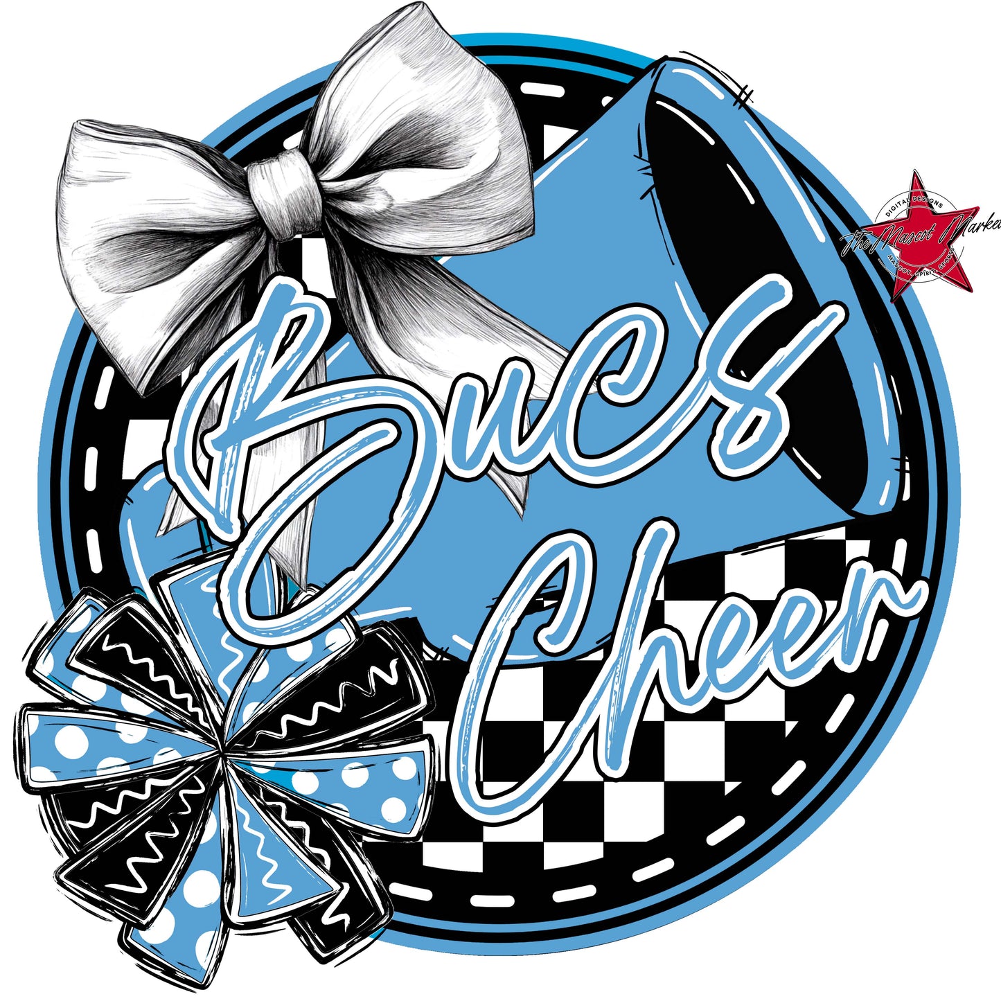 Bucs Circle Cheer Frame-Carolina Blue