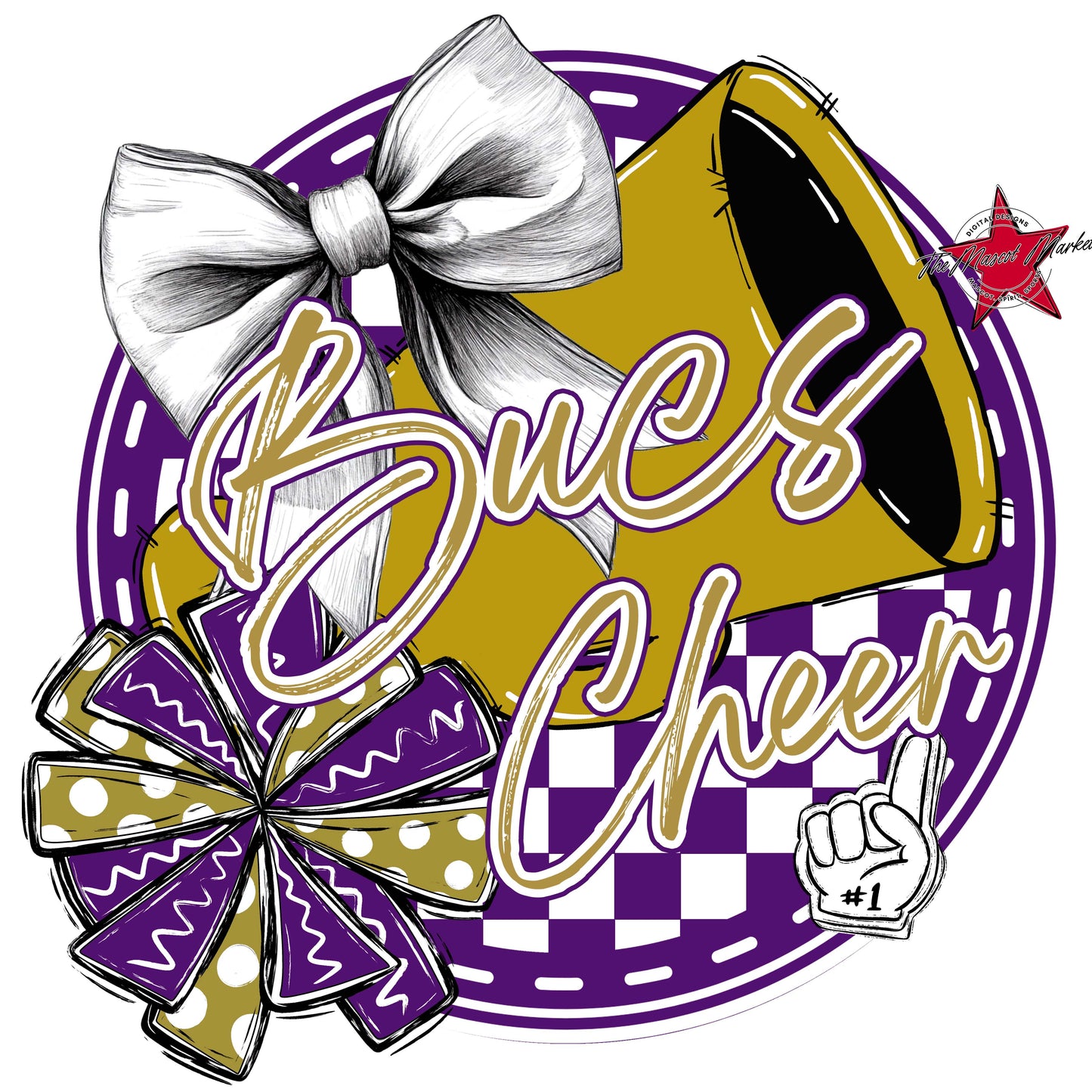 Bucs Circle Cheer Frame-Purple & Gold