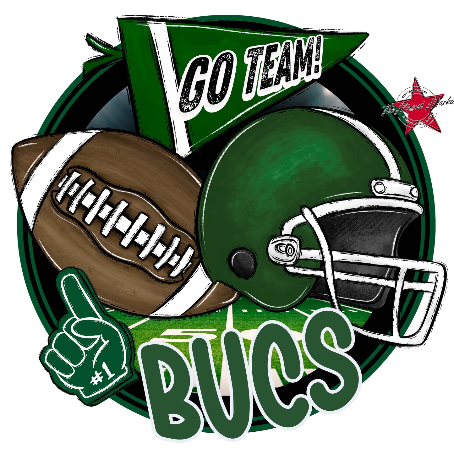 Bucs Circle Football Frame-Green