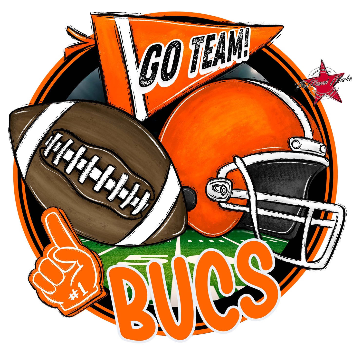 Bucs Circle Football Frame-Orange