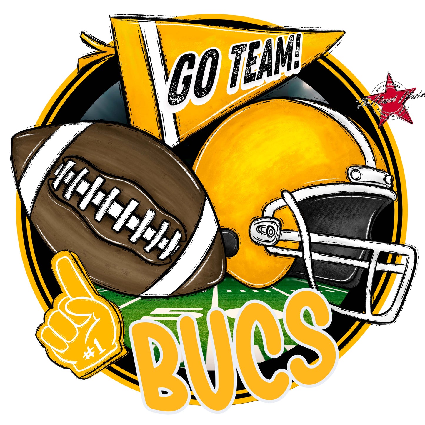 Bucs Circle Football Frame-Yellow