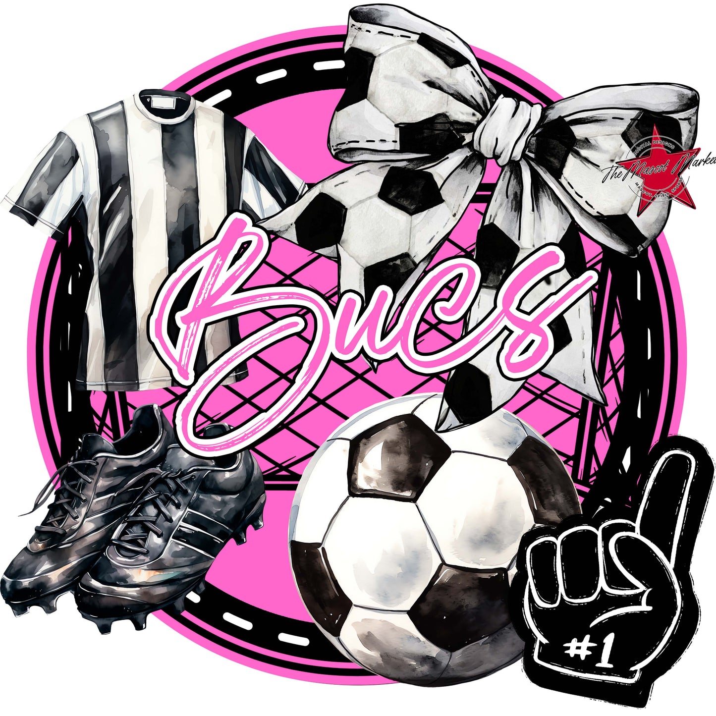 Bucs Circle Soccer Frame-Baby Pink