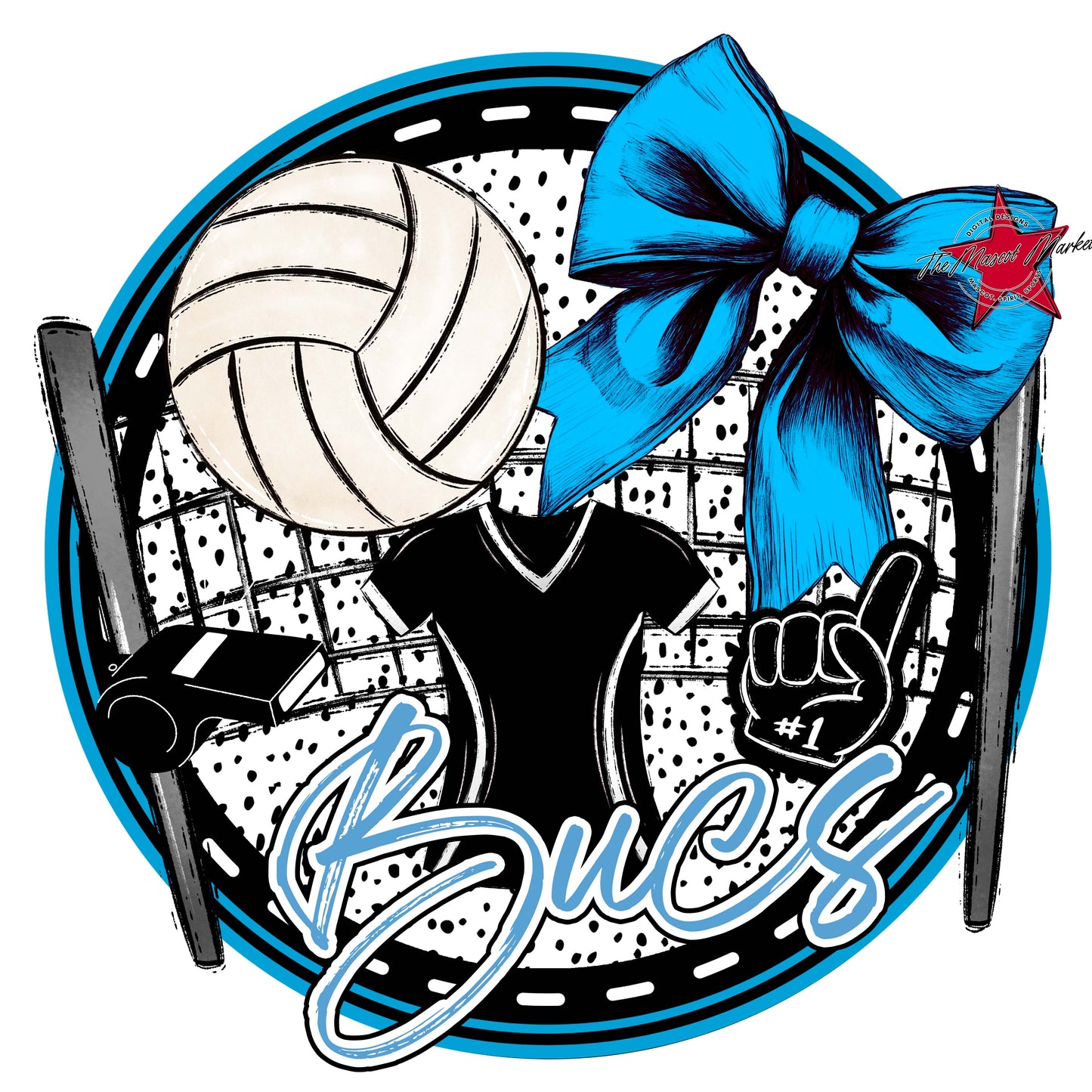 Bucs Circle Volleyball Frame-Carolina Blue