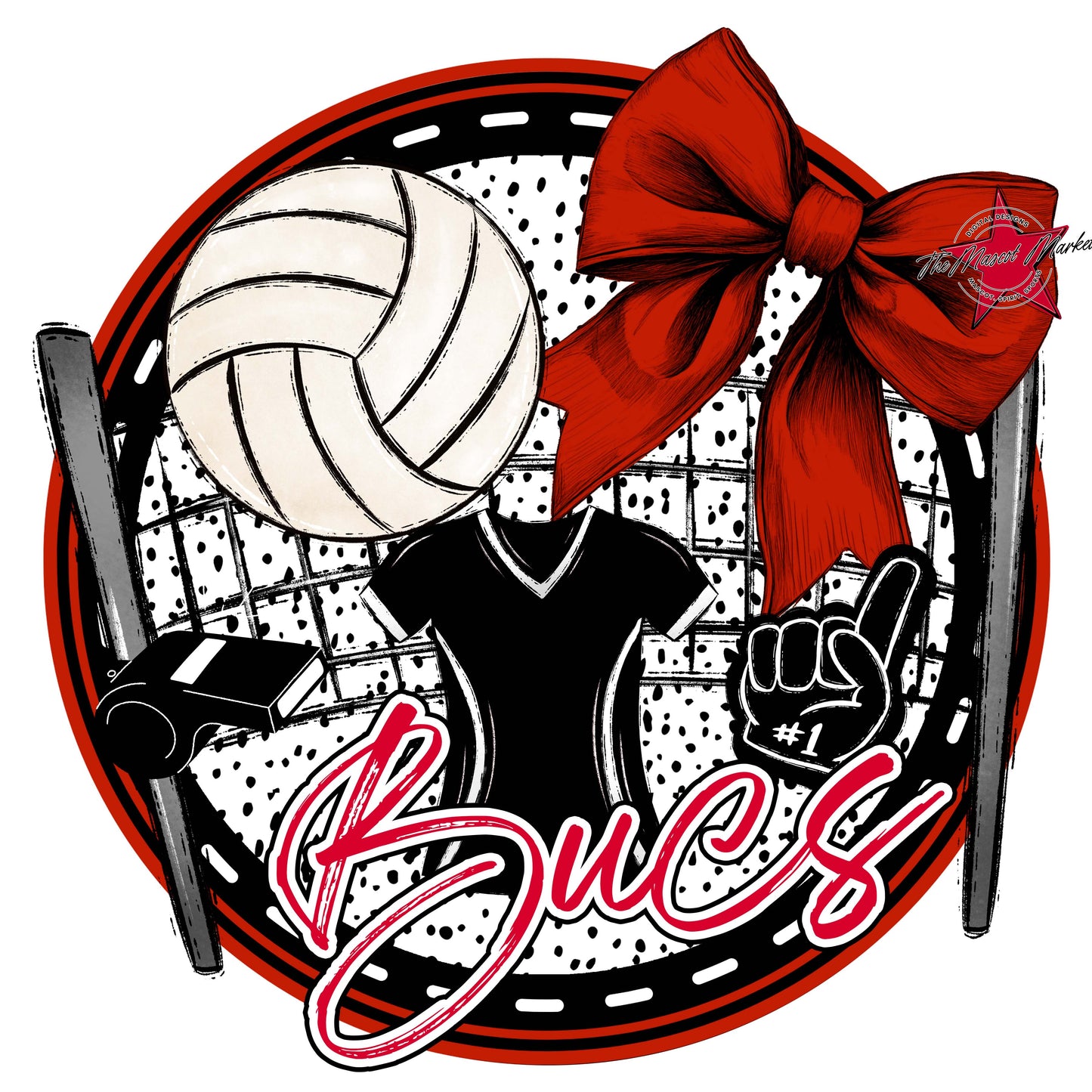 Bucs Circle Volleyball Frame-Red