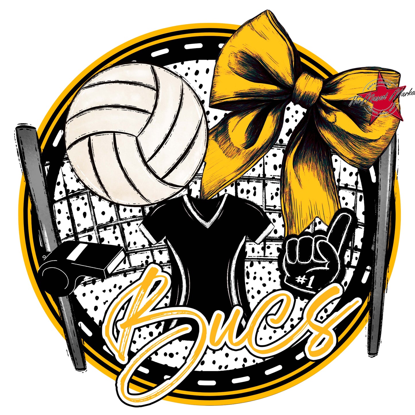 Bucs Circle Volleyball Frame-Yellow