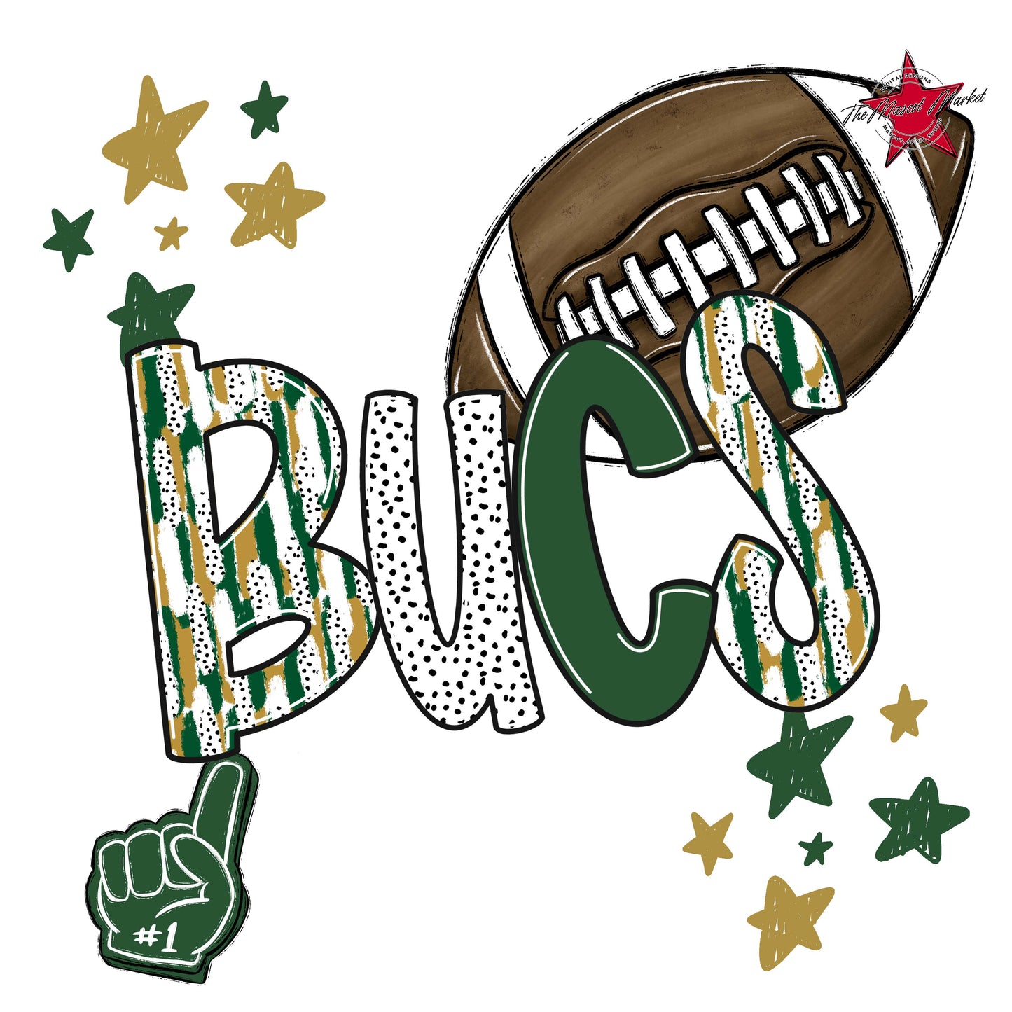 Bucs Football Scrape-Green & Gold