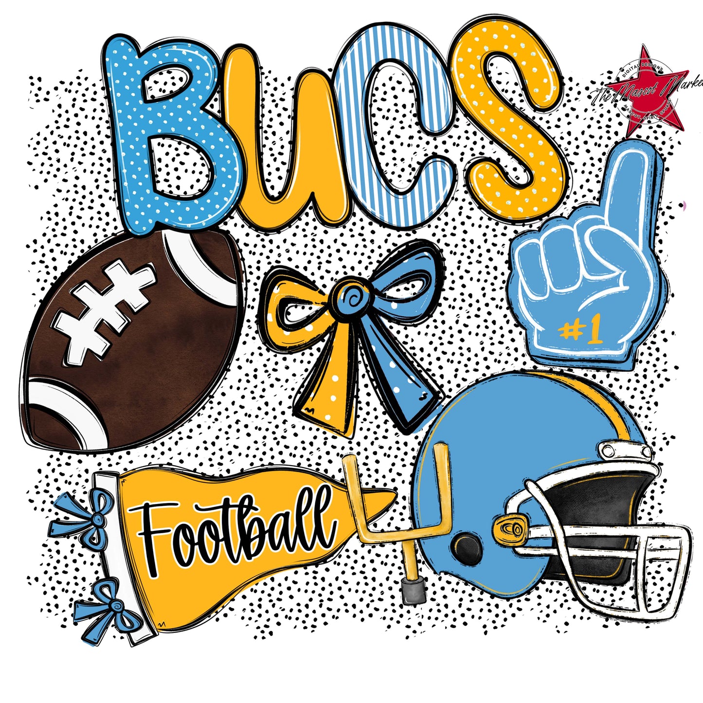 Bucs Football Spirit-Carolina Blue & Yellow