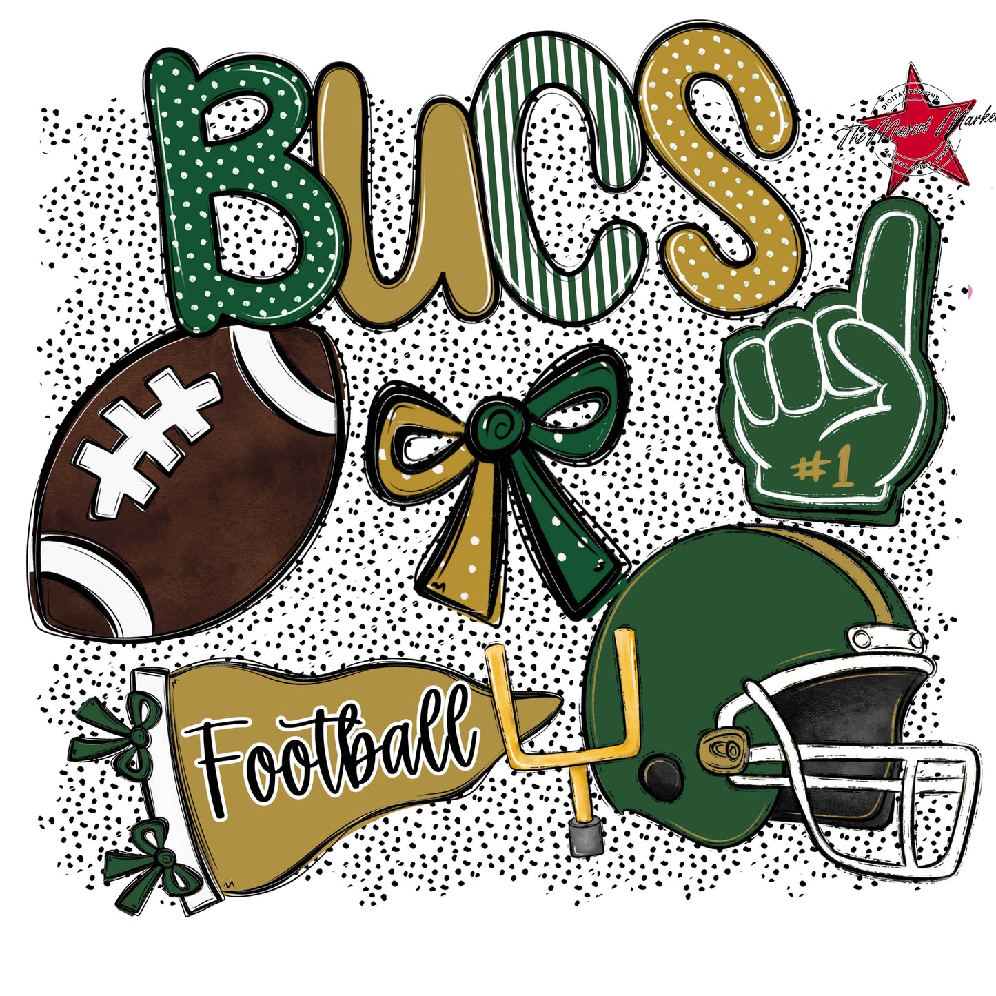 Bucs Football Spirit-Green & Gold