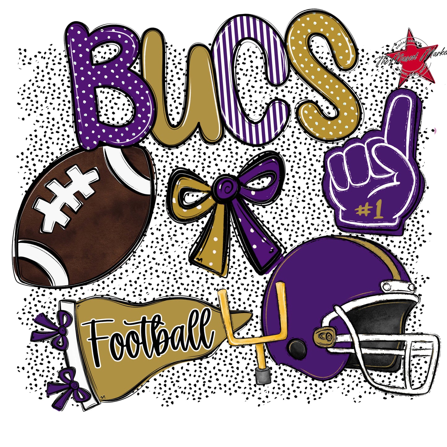 Bucs Football Spirit-Purple & Gold