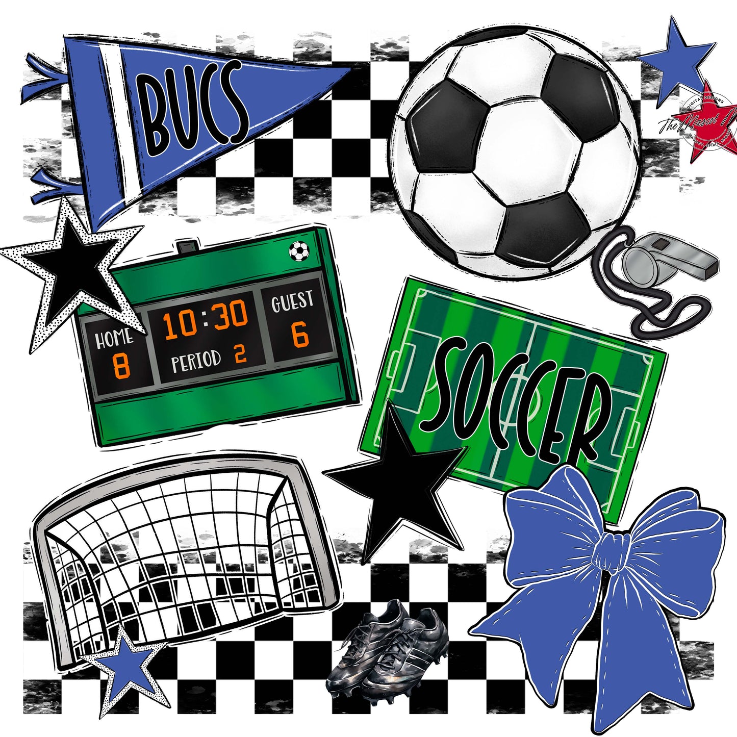 Bucs Soccer Checkers Design-Off Blue