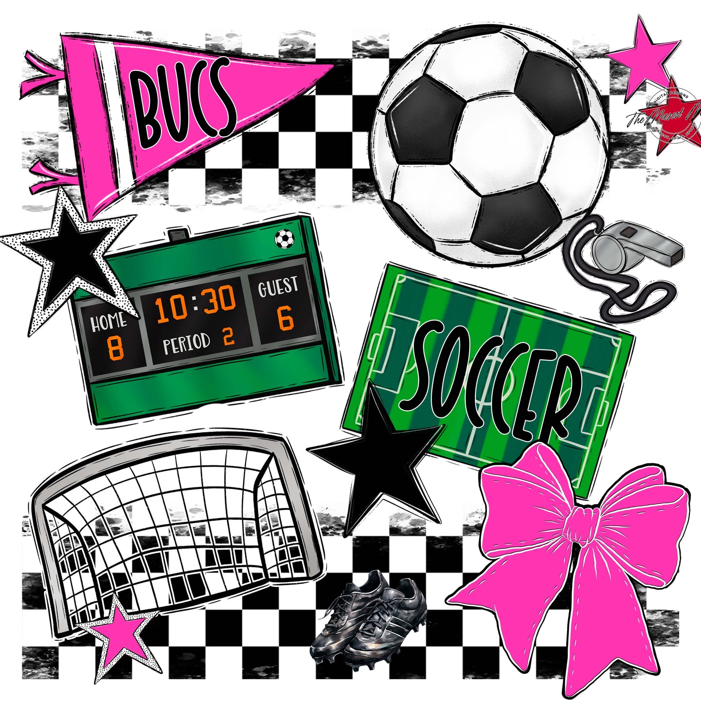 Bucs Soccer Checkers Design-Pink
