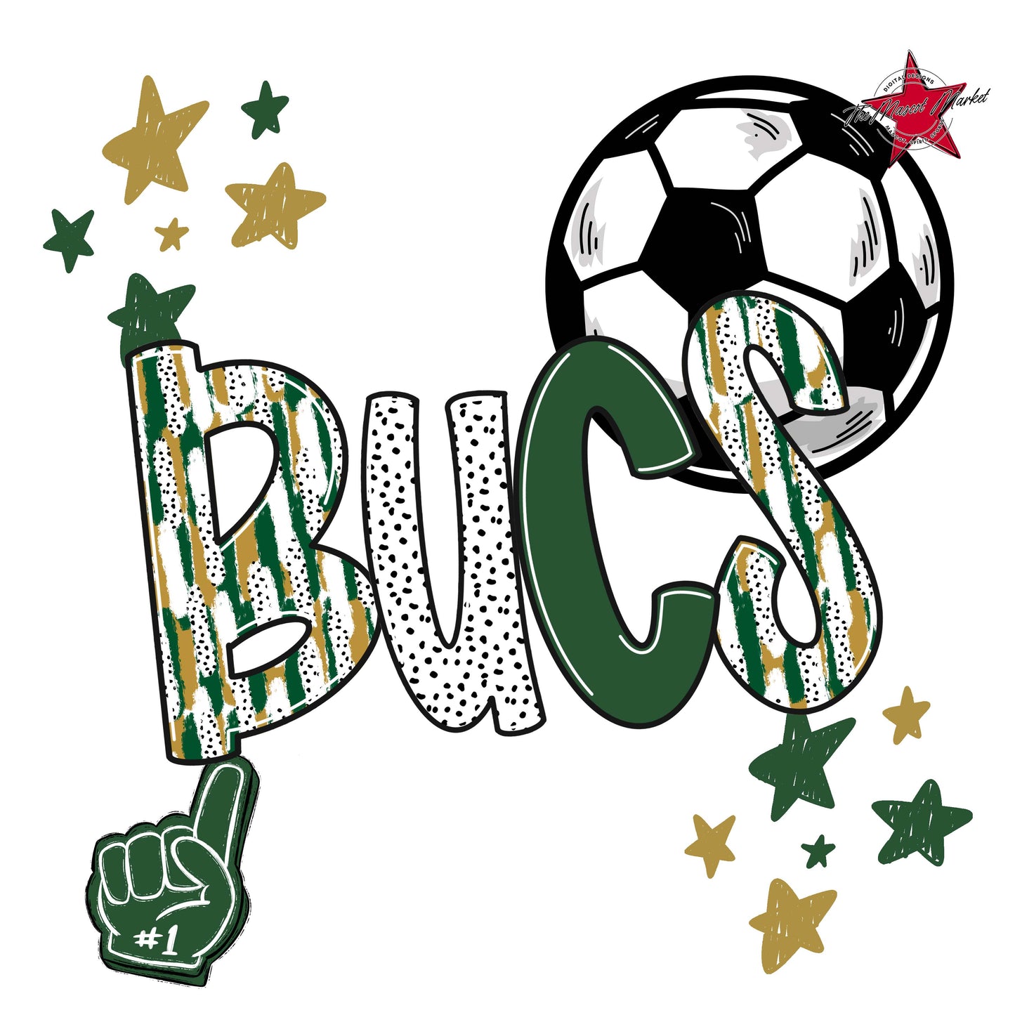 Bucs Soccer Scrape-Green & Gold