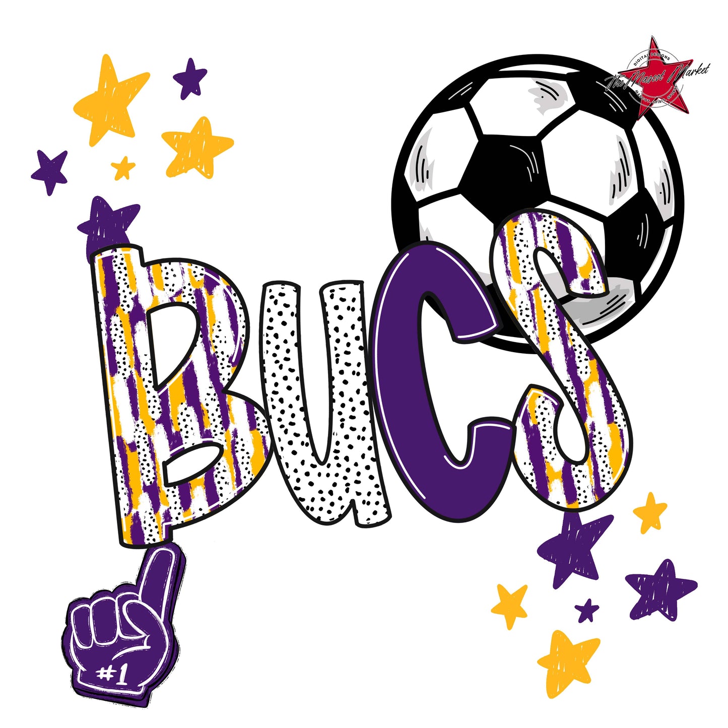 Bucs Soccer Scrape-Purple & Yellow