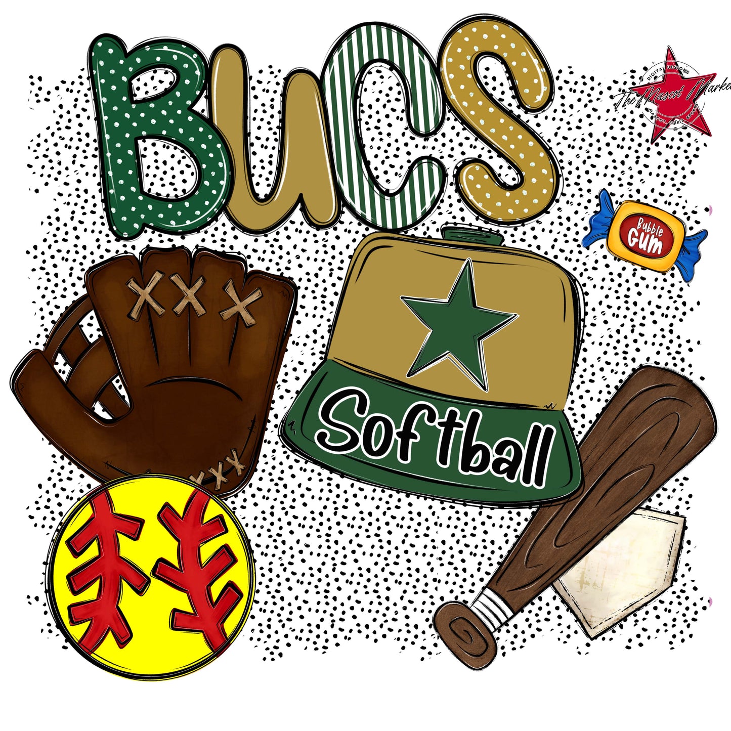 Bucs Softball Spirit-Green & Gold