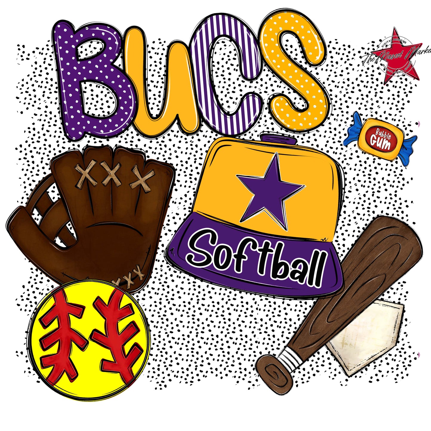 Bucs Softball Spirit-Purple & Yellow