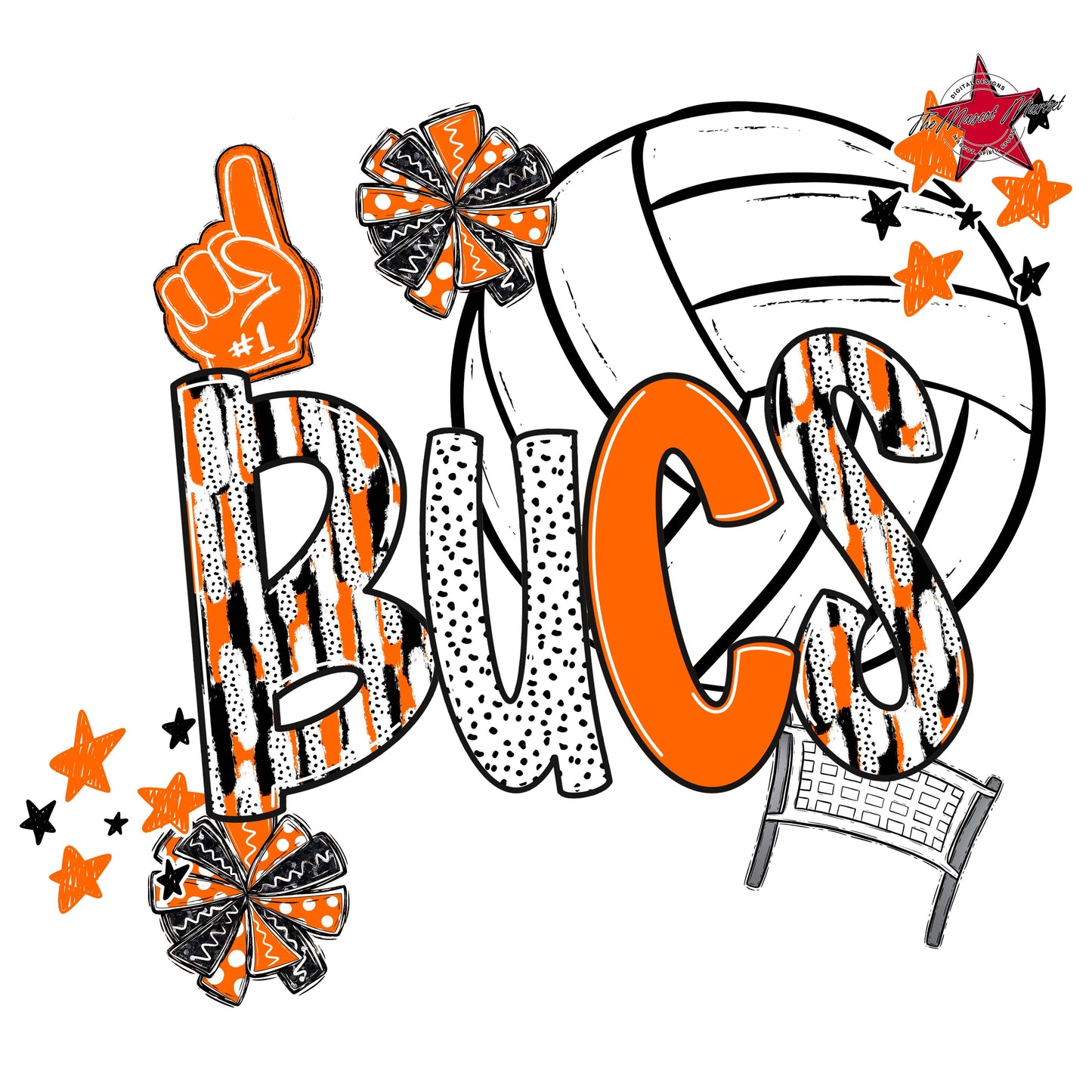 Bucs Volleyball Scrape-Orange