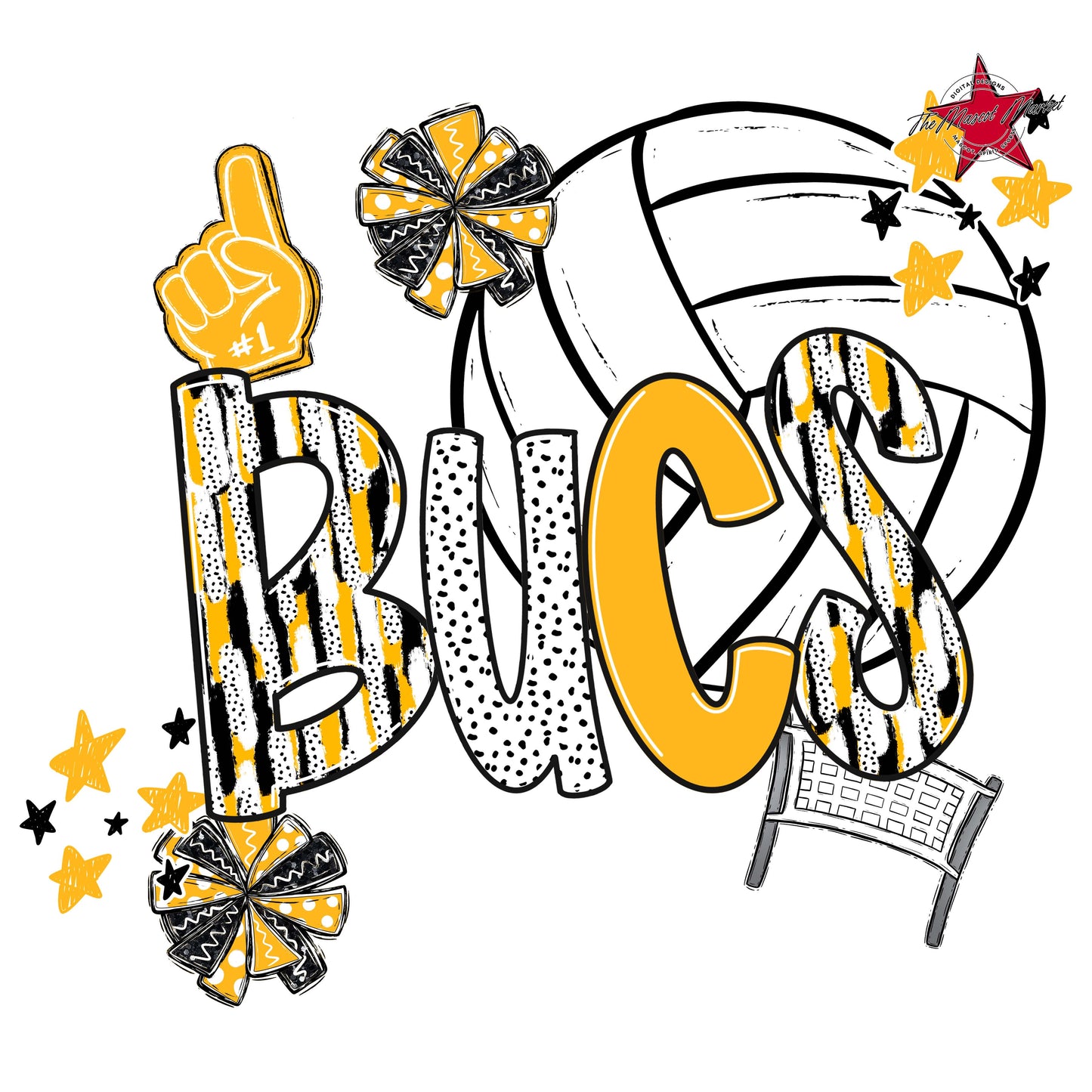 Bucs Volleyball Scrape-Yellow