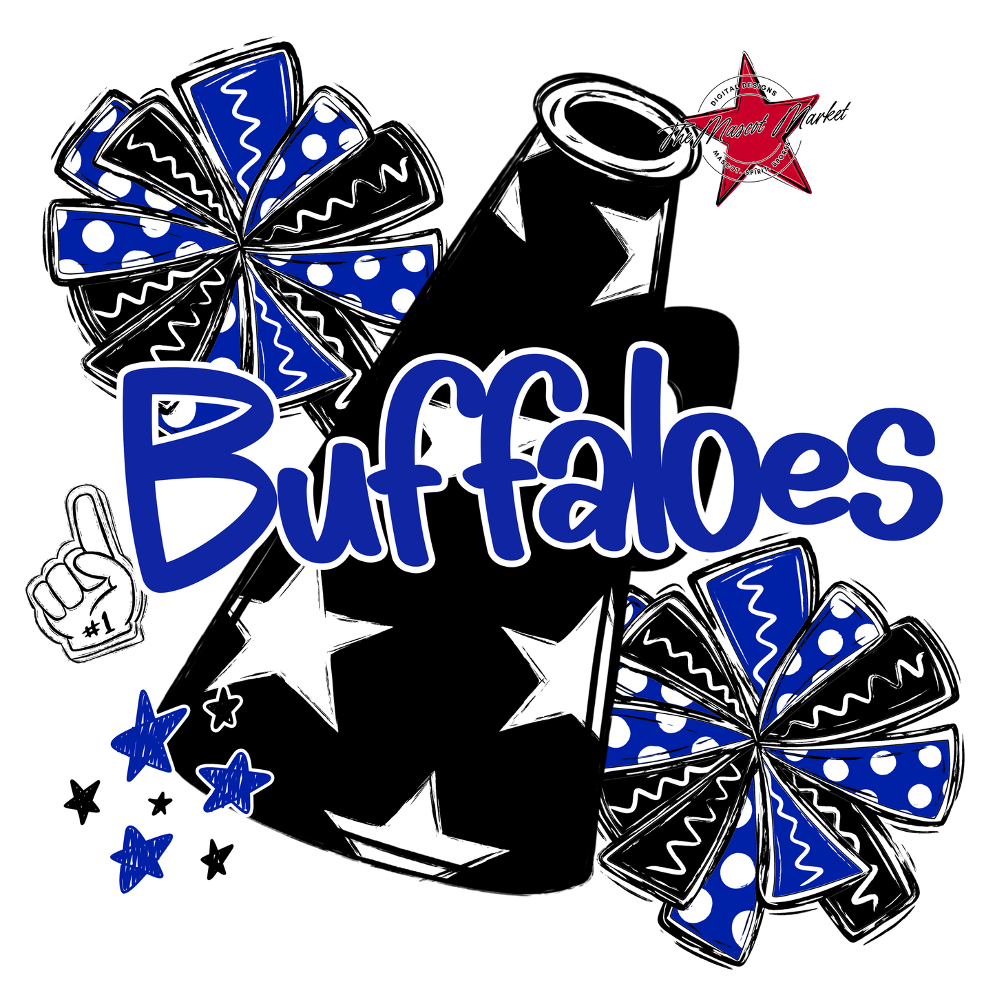 Buffaloes Alpha Megaphone Design-Royal Blue