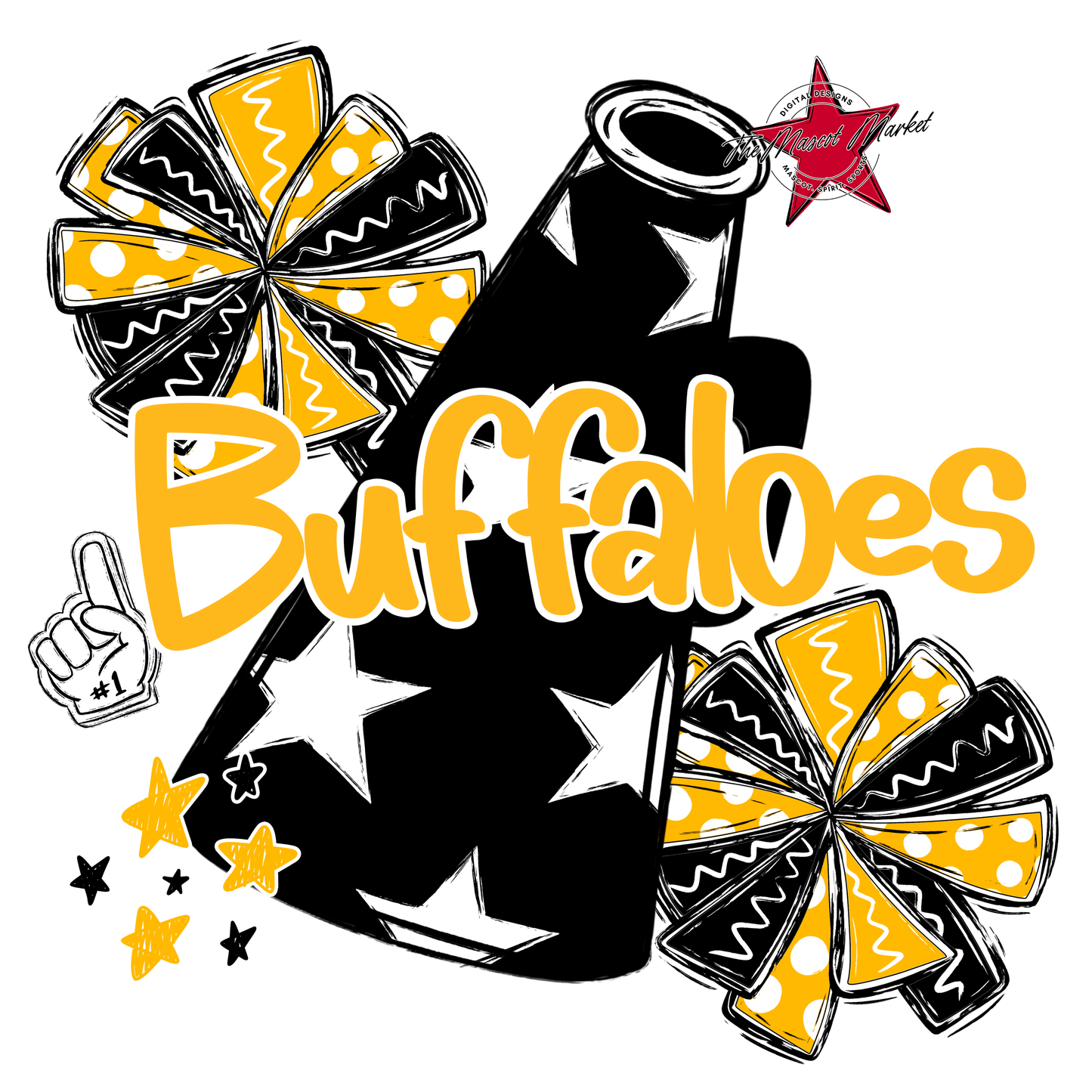 Buffaloes Alpha Megaphone Design-Yellow