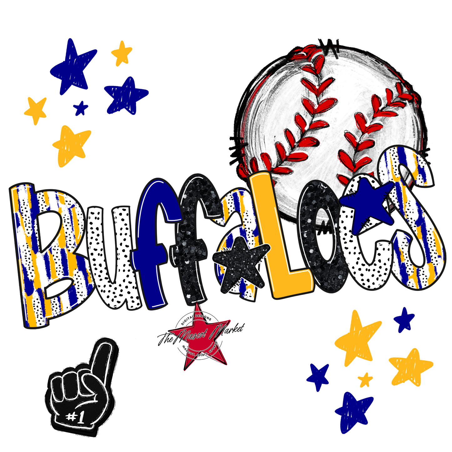 Buffaloes Baseball Scrape-Blue-Yellow