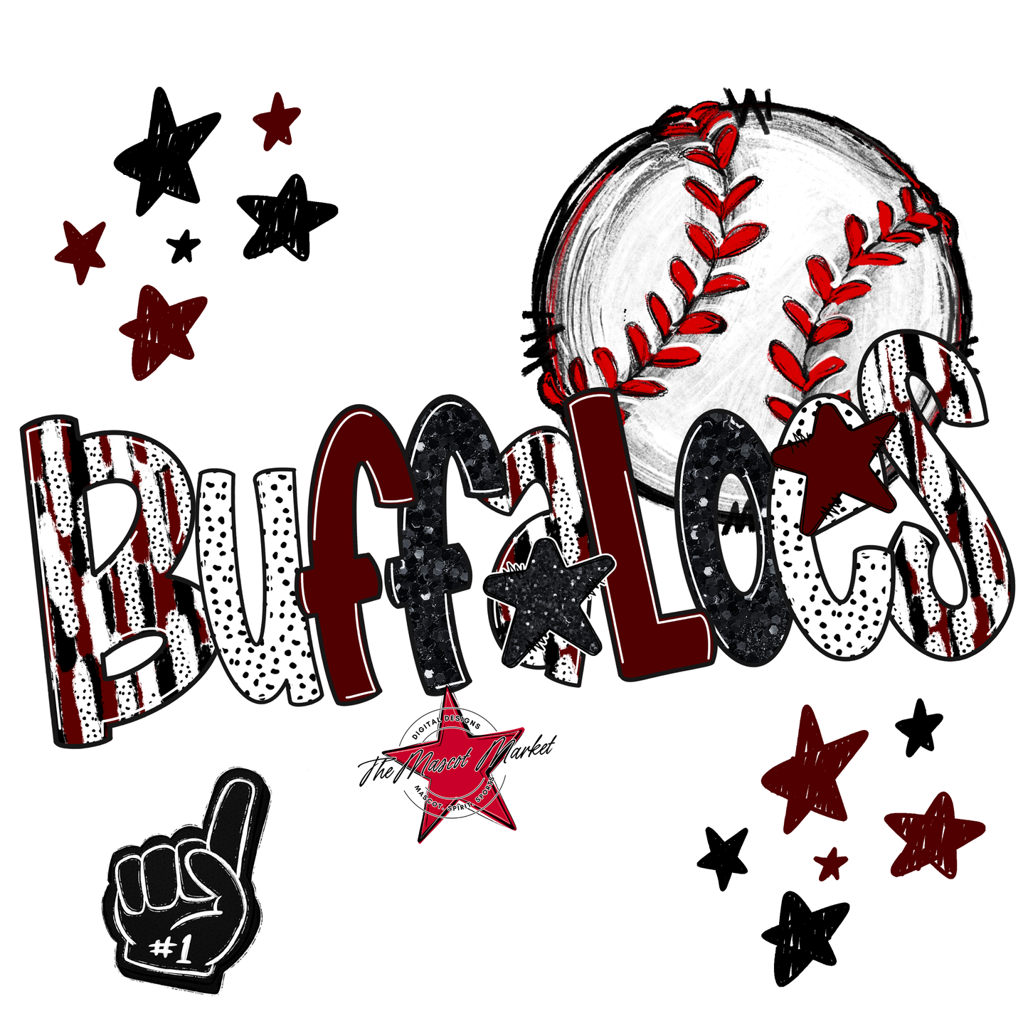 Buffaloes Baseball Scrape-Maroon