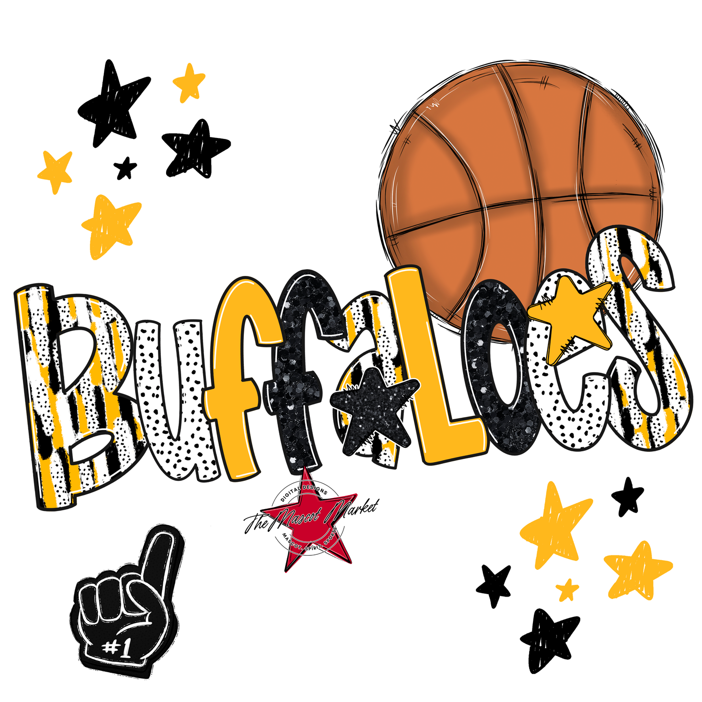Buffaloes Basketball Scrape-Yellow
