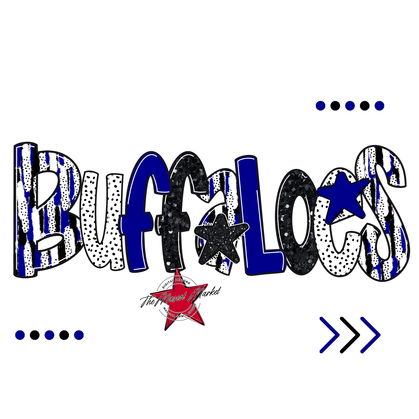 Buffaloes Brushstroke Alpha w Arrows-Blue