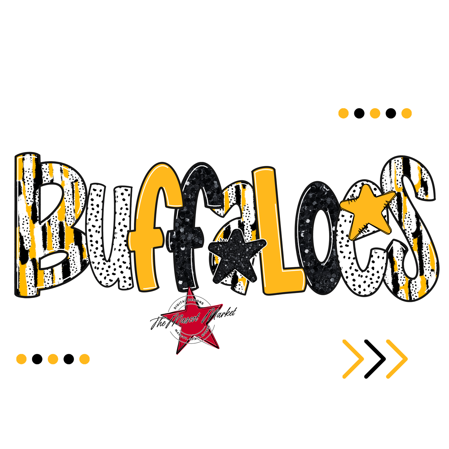 Buffaloes Brushstroke Alpha w Arrows-Yellow