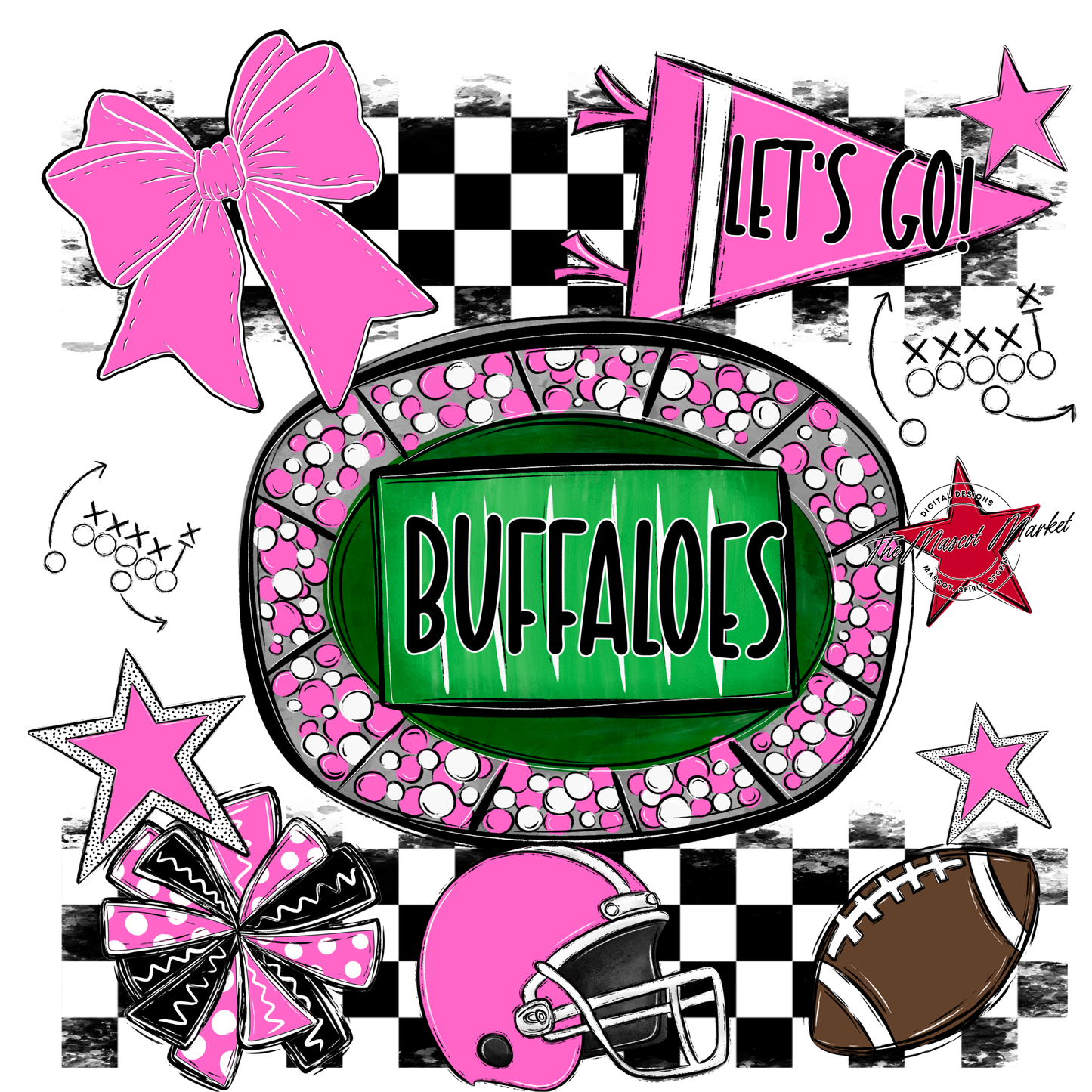 Buffaloes Checkers Spirit Design-Baby Pink