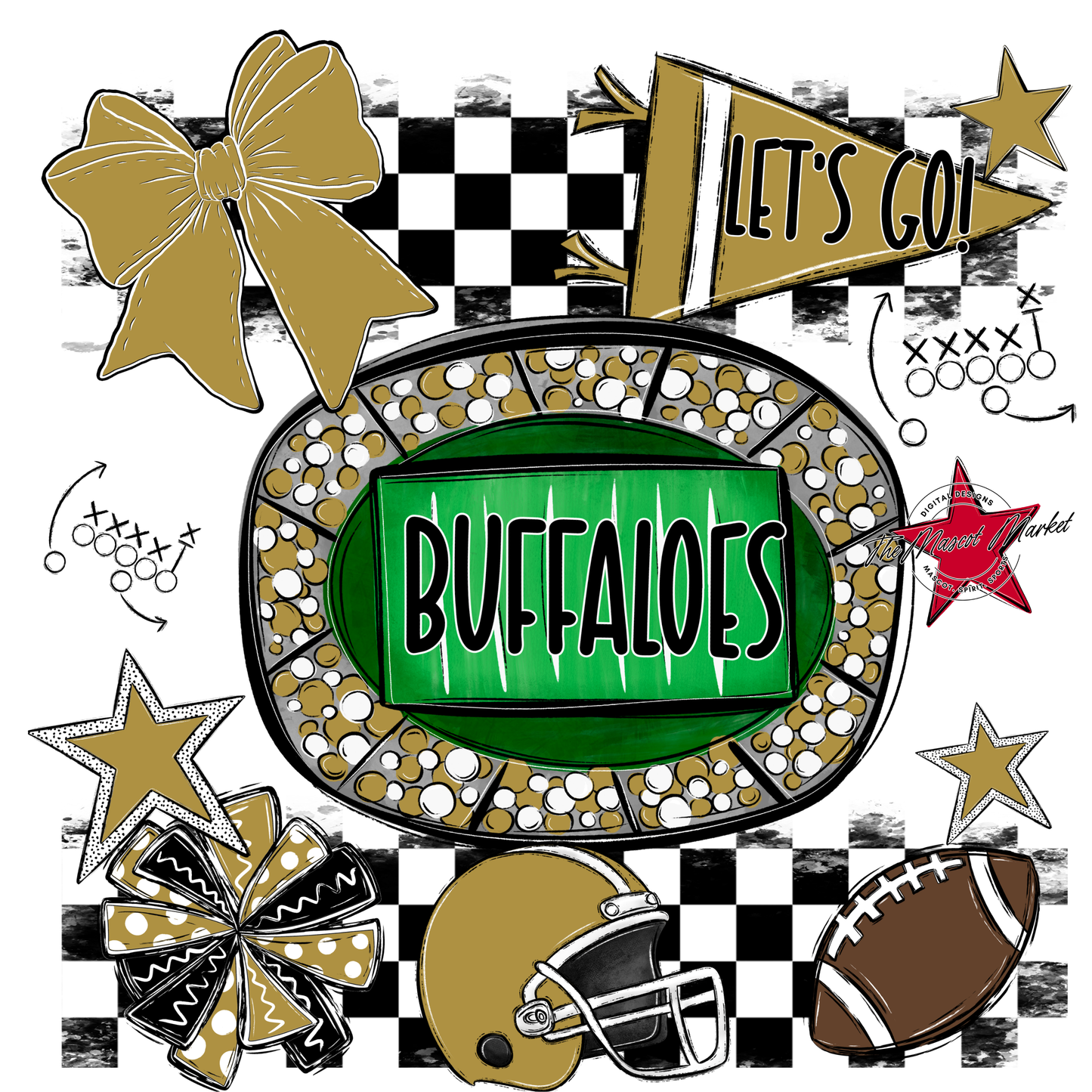 Buffaloes Checkers Spirit Design-Gold