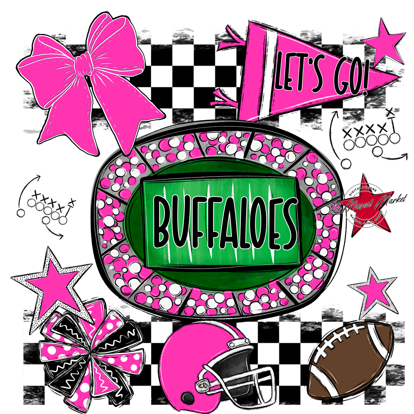 Buffaloes Checkers Spirit Design-Pink