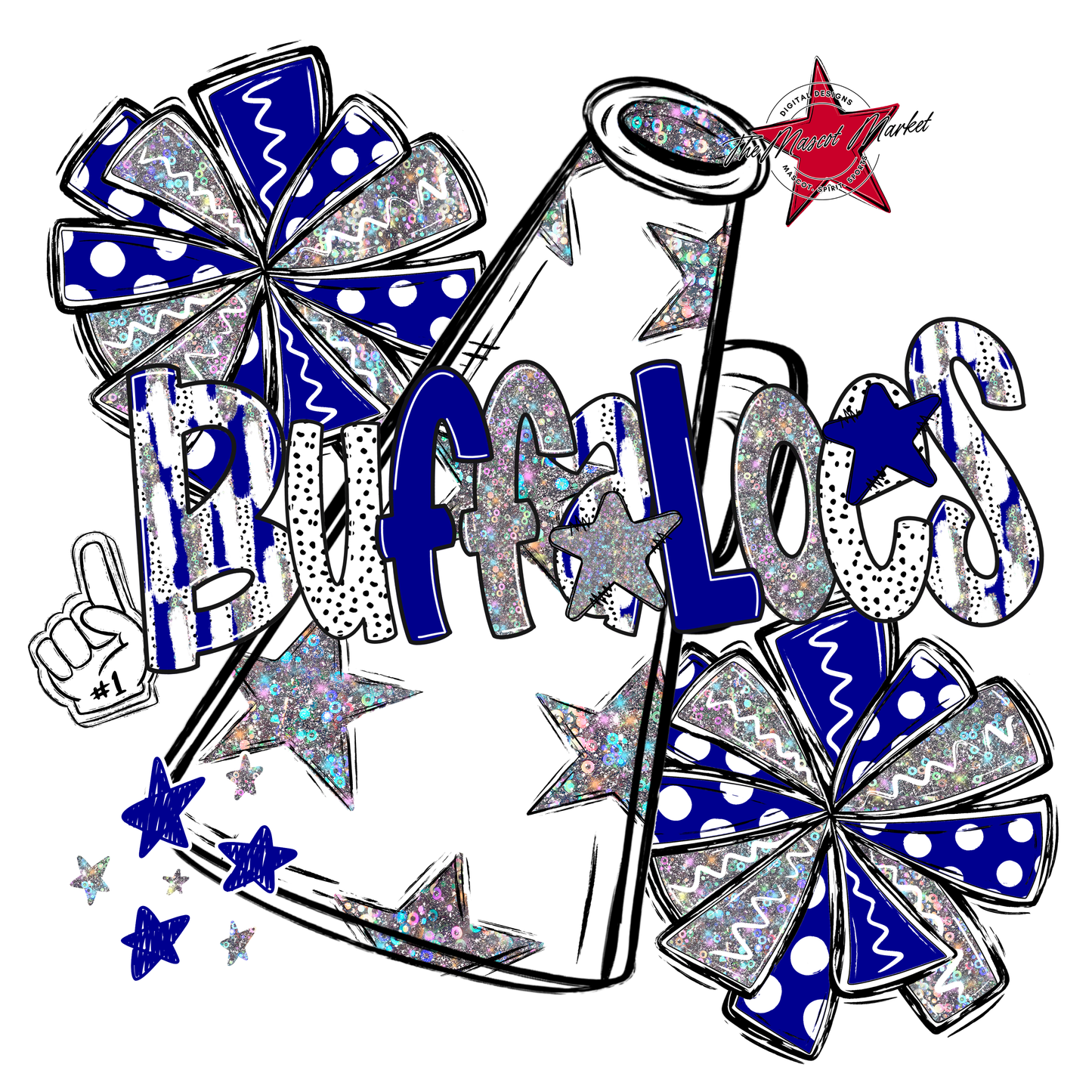 Buffaloes Cheer Megaphone Scrape-Blue