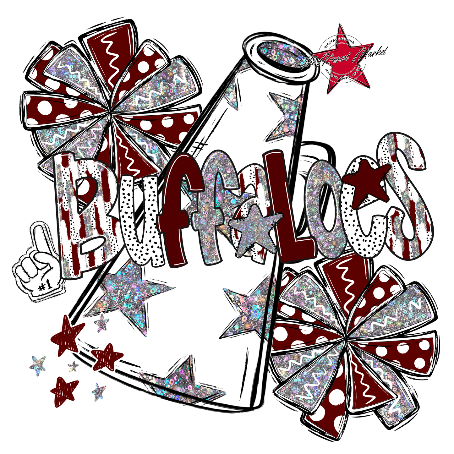 Buffaloes Cheer Megaphone Scrape-Maroon