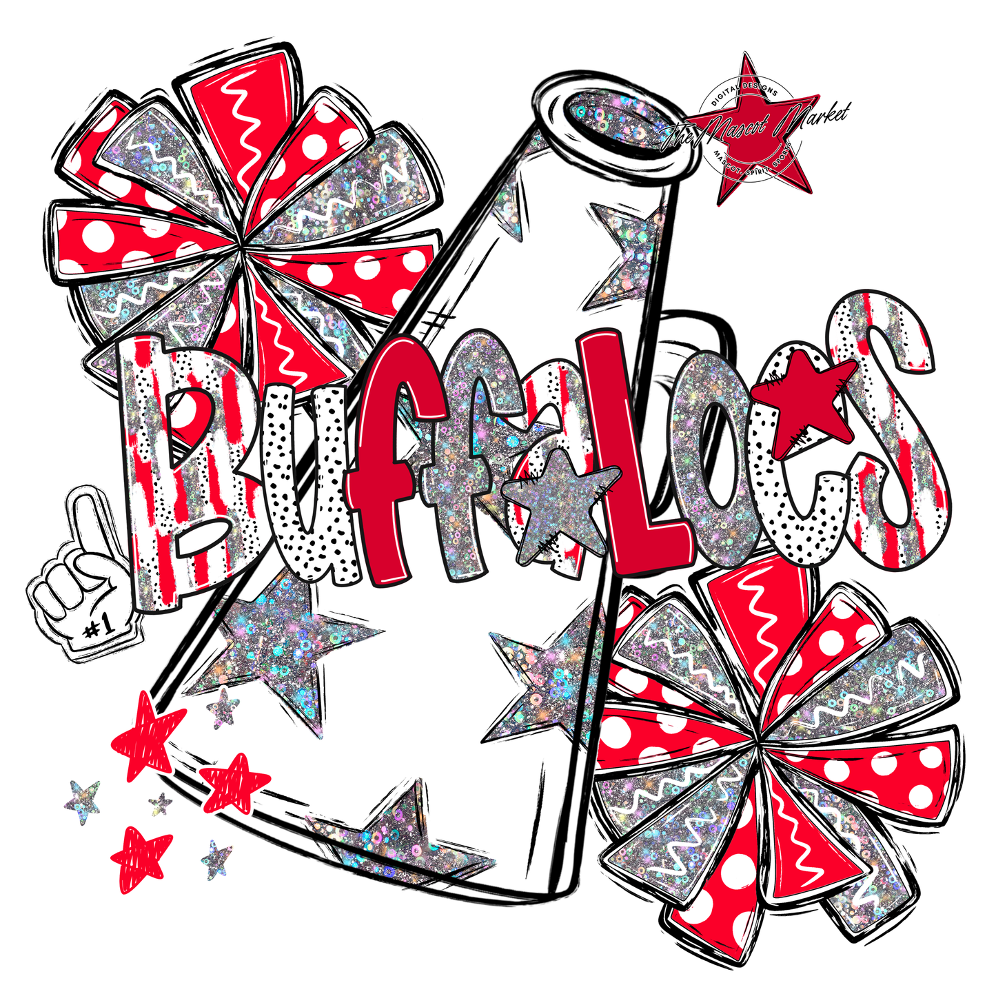 Buffaloes Cheer Megaphone Scrape-Red