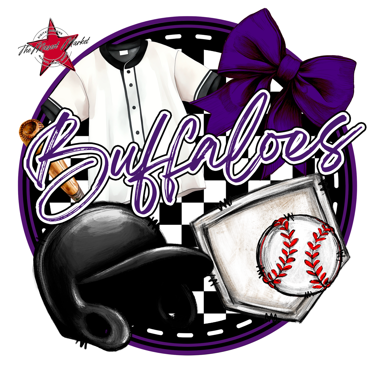 Buffaloes Circle Baseball Design-Purple