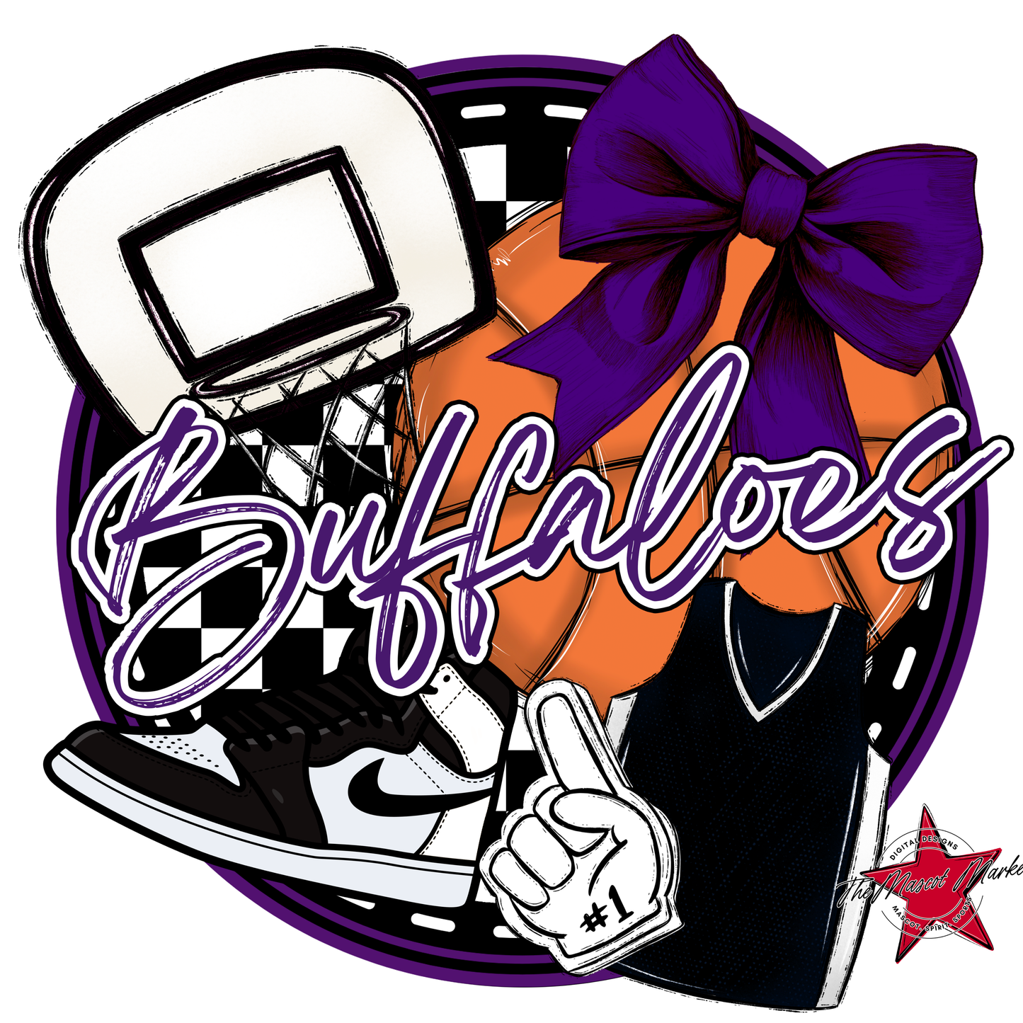 Buffaloes Circle Basketball Design-Purple