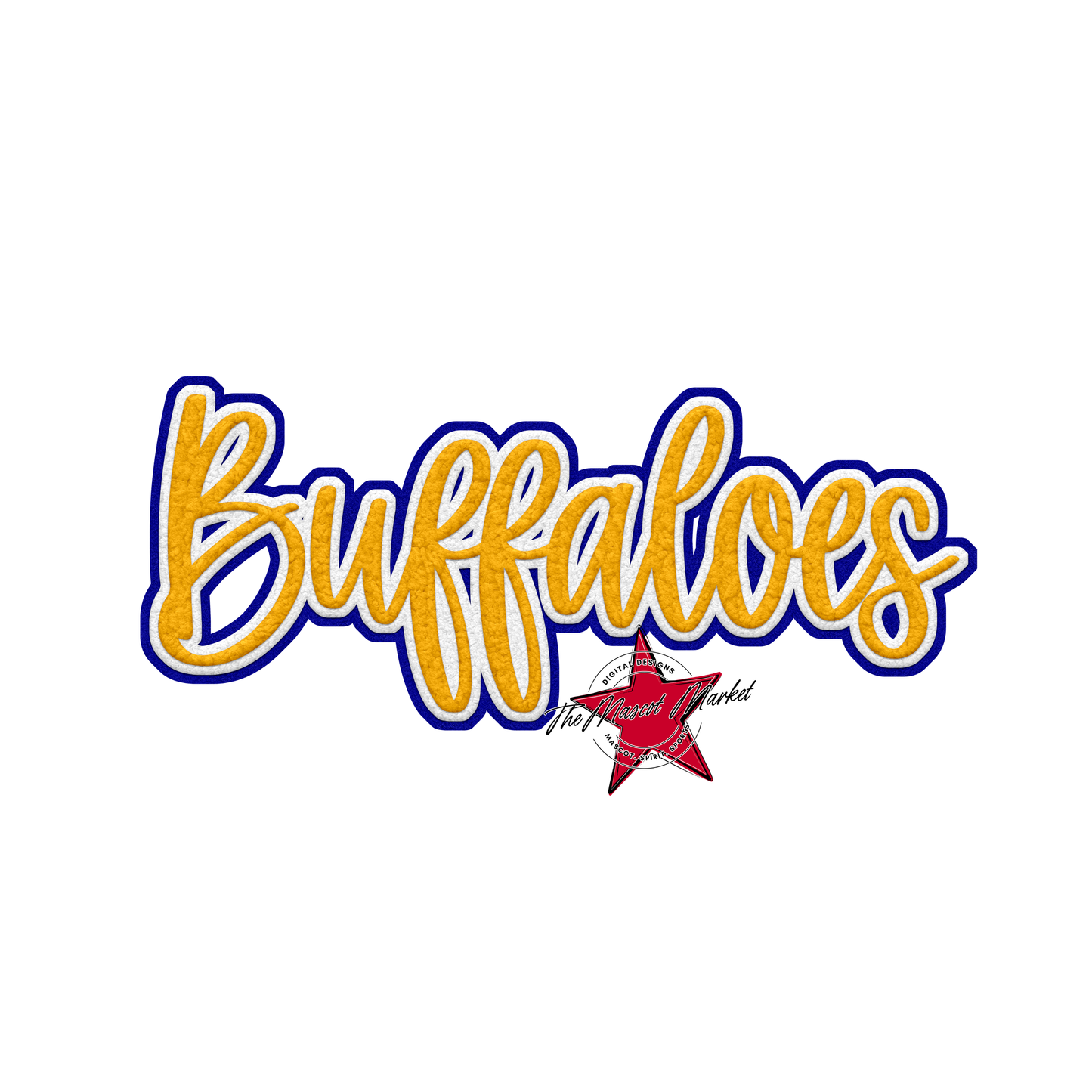 Buffaloes Faux Chenille Patch-Blue